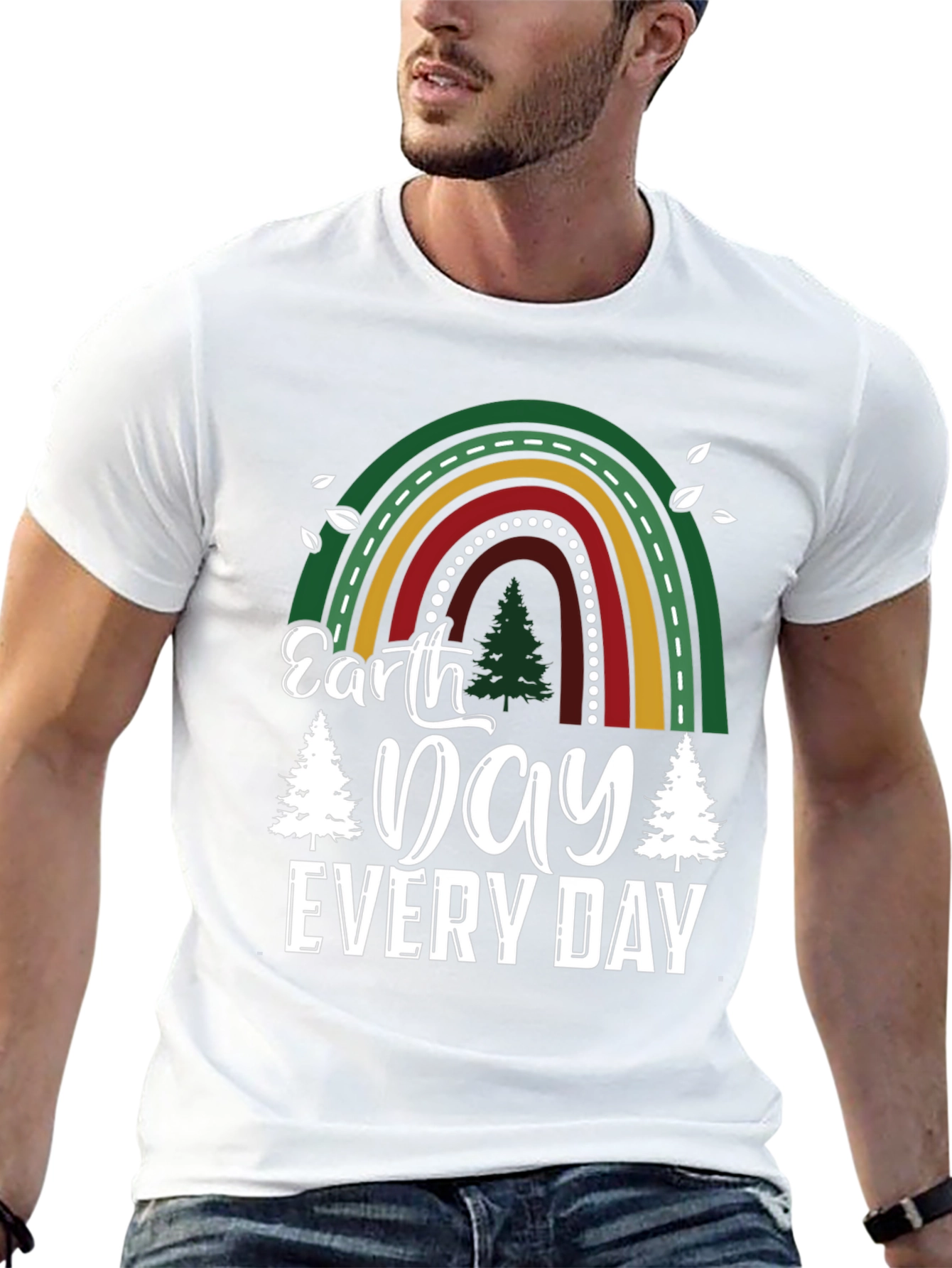 Earth Day Every Day T-Shirt - Rainbow Tree Design