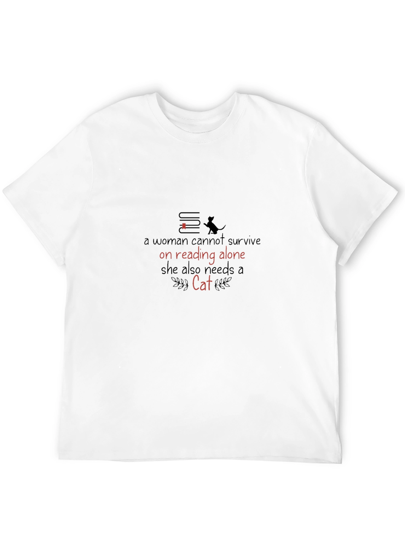 Cat & Books Graphic T-Shirt - A Womans Essentials