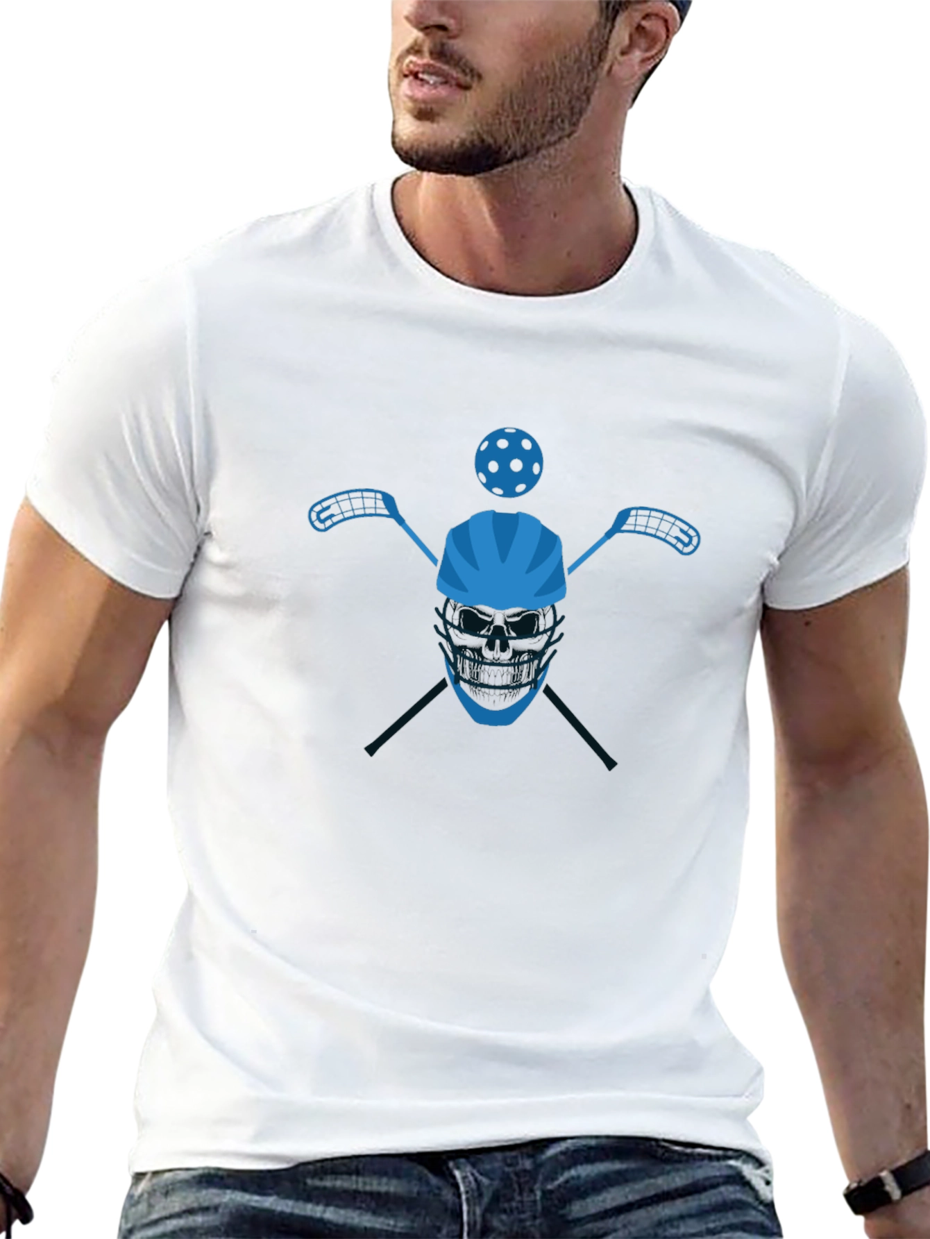 Floorball Player Black Graphic T-Shirt