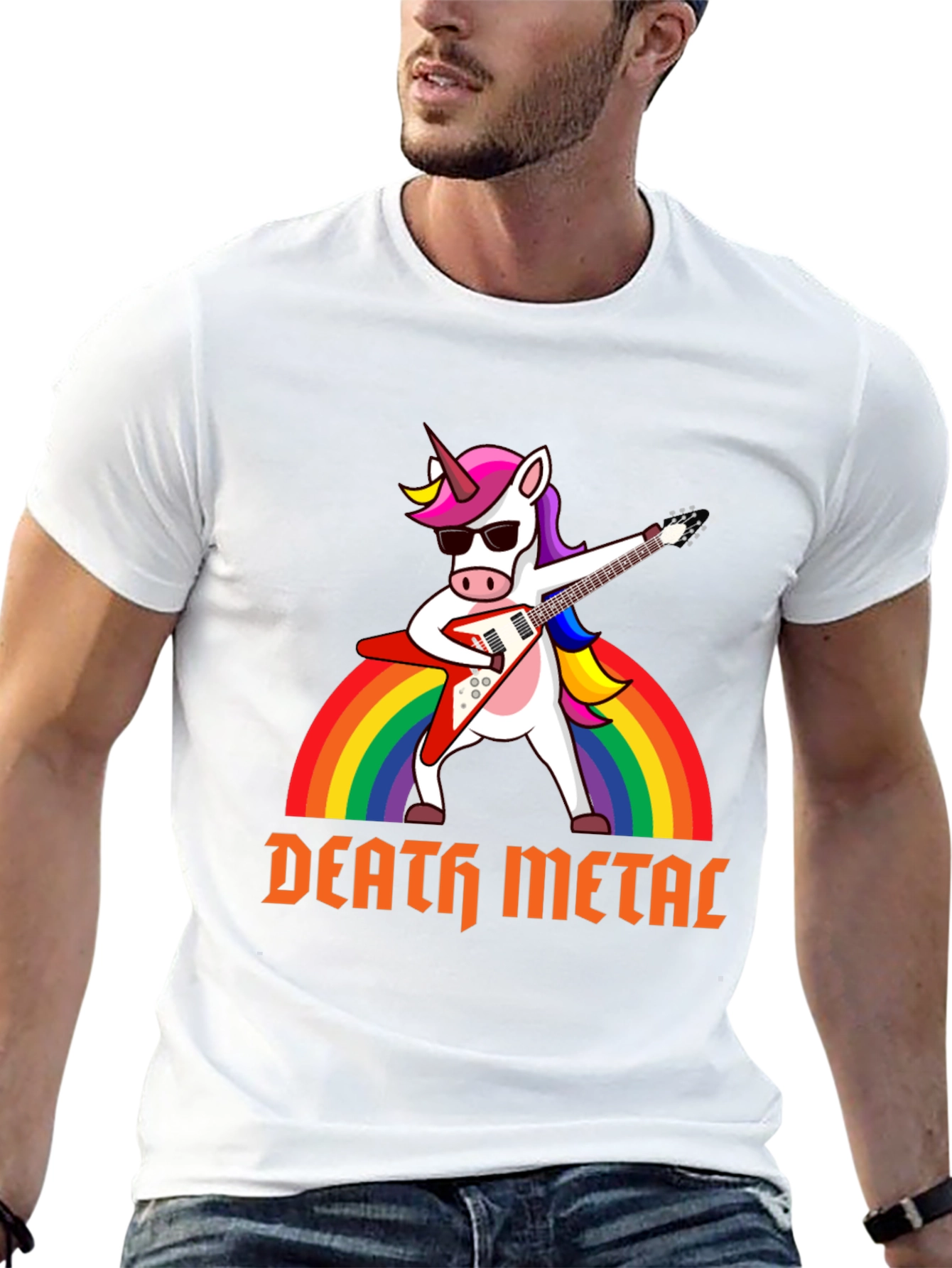 Death Metal Unicorn T-Shirt Rocker Rainbow