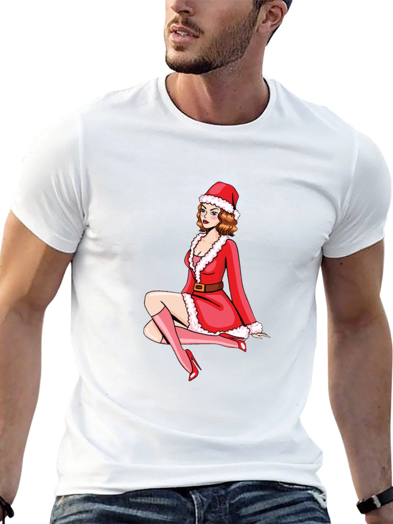 Festive Santa Girl Graphic Tee