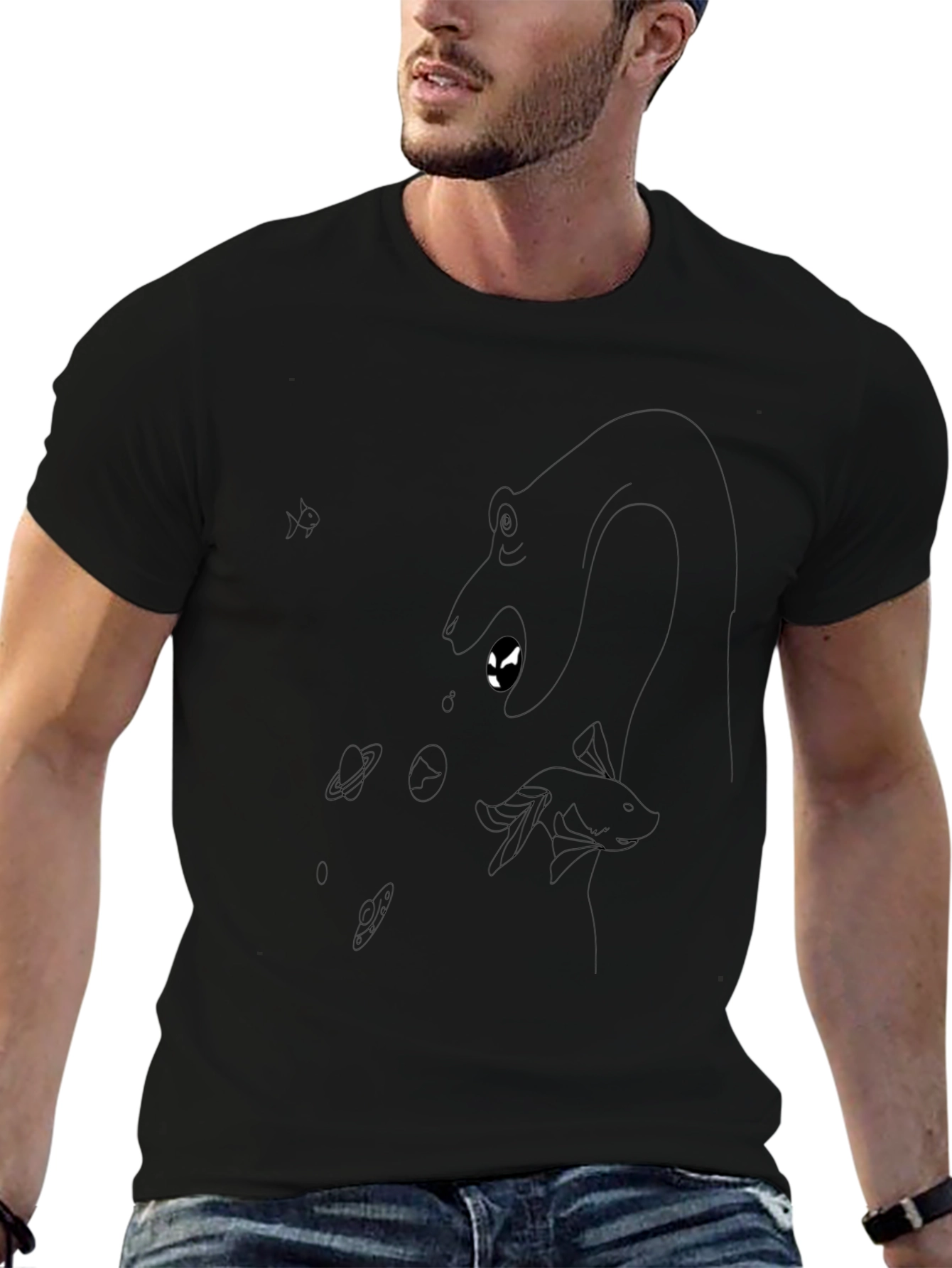Black T-Shirt with Creature Design