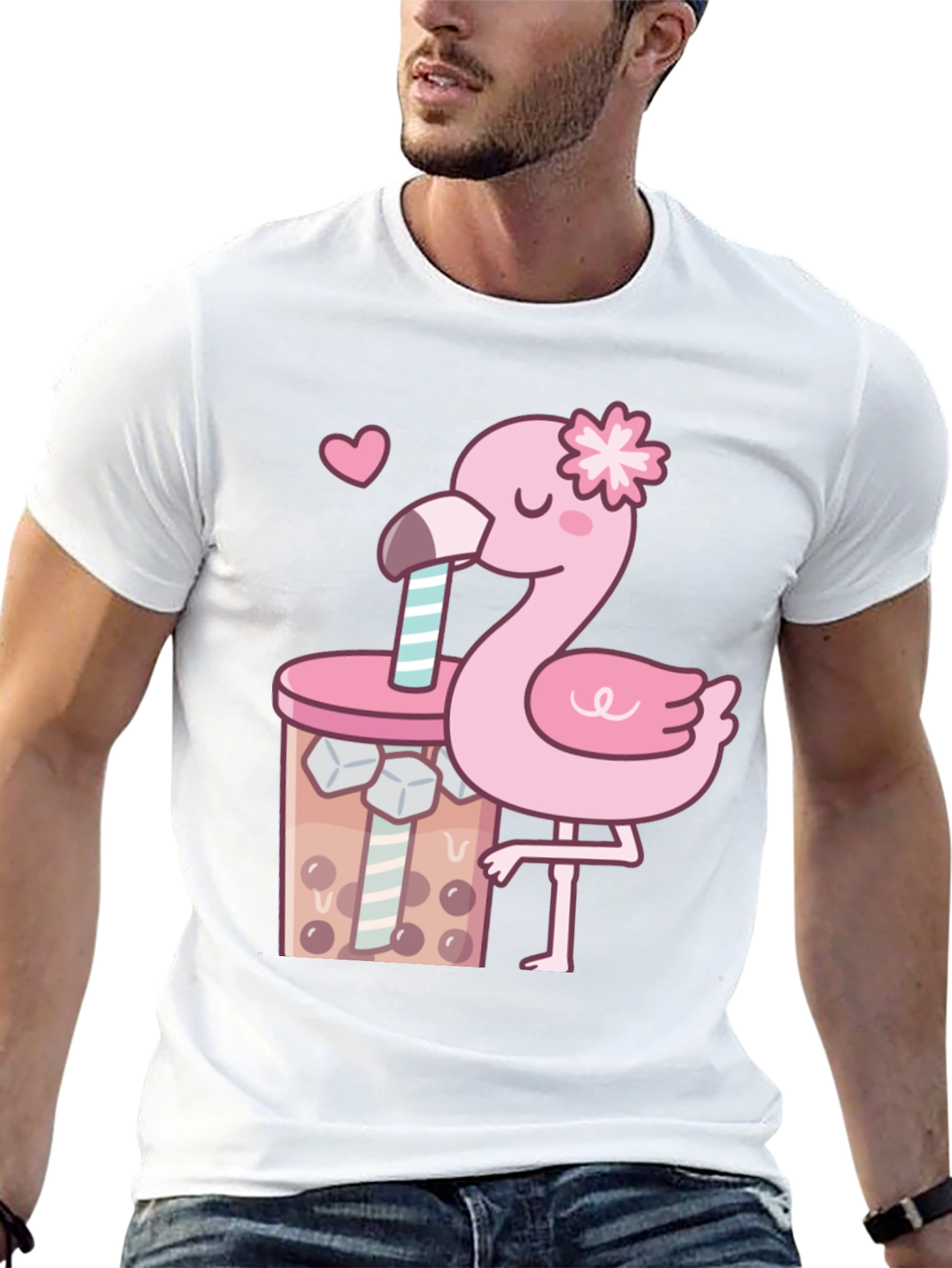 Cute Flamingo Bubble Tea Graphic Tee