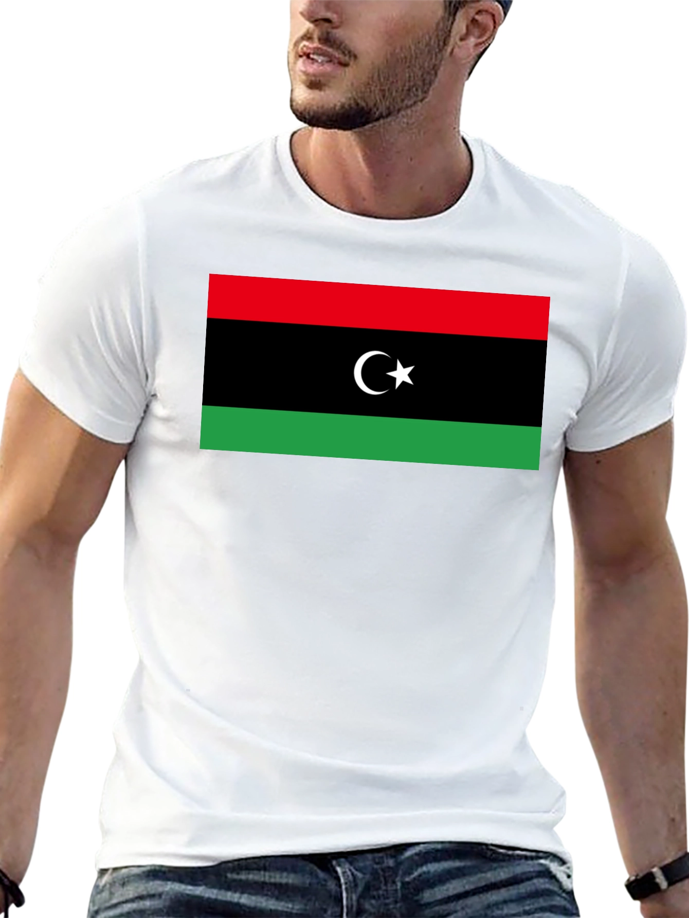 Libya Flag T-Shirt - Black Cotton Tee