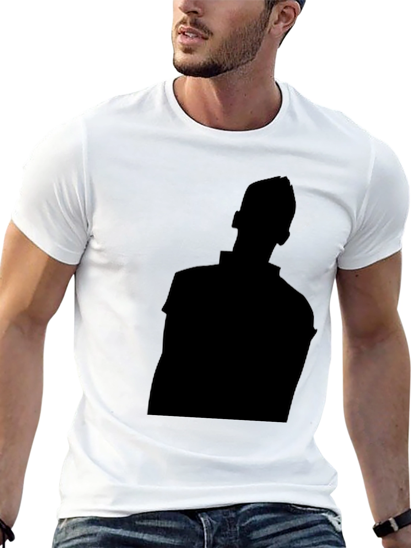 Mens Black Graphic Tee - Silhouette Design
