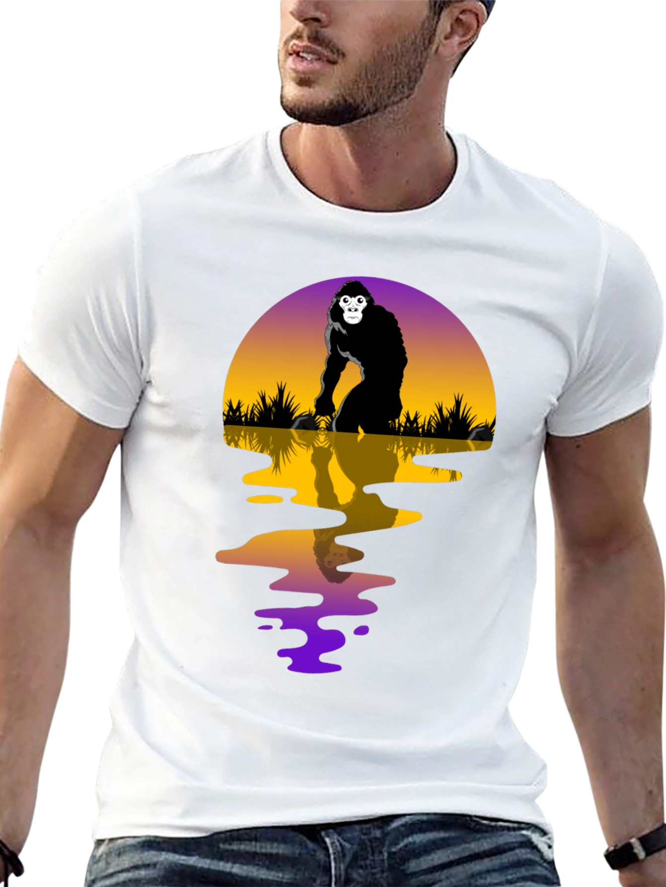 Gorilla Sunset Graphic Tee - Black