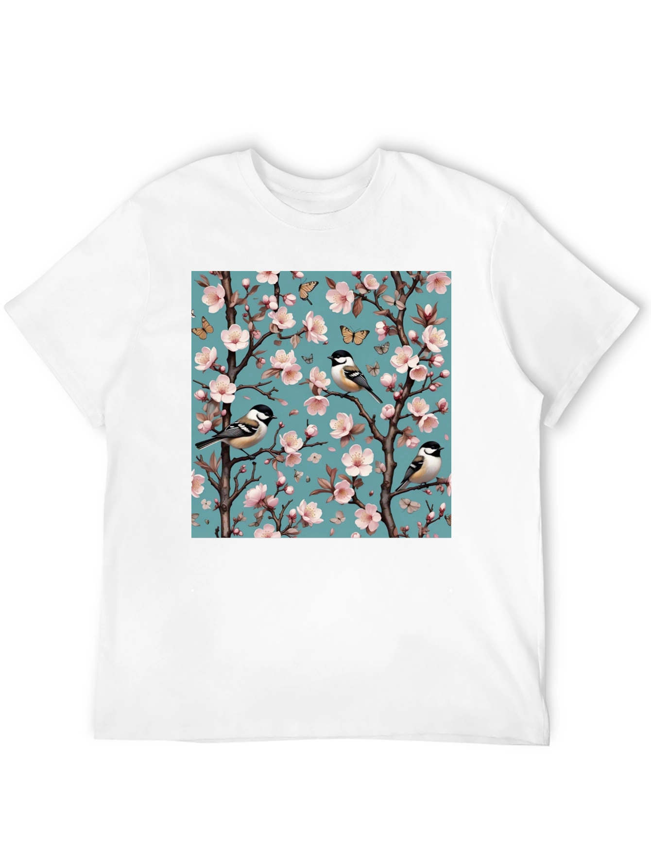 Floral Bird Print T-Shirt - Stylish Mens Tee