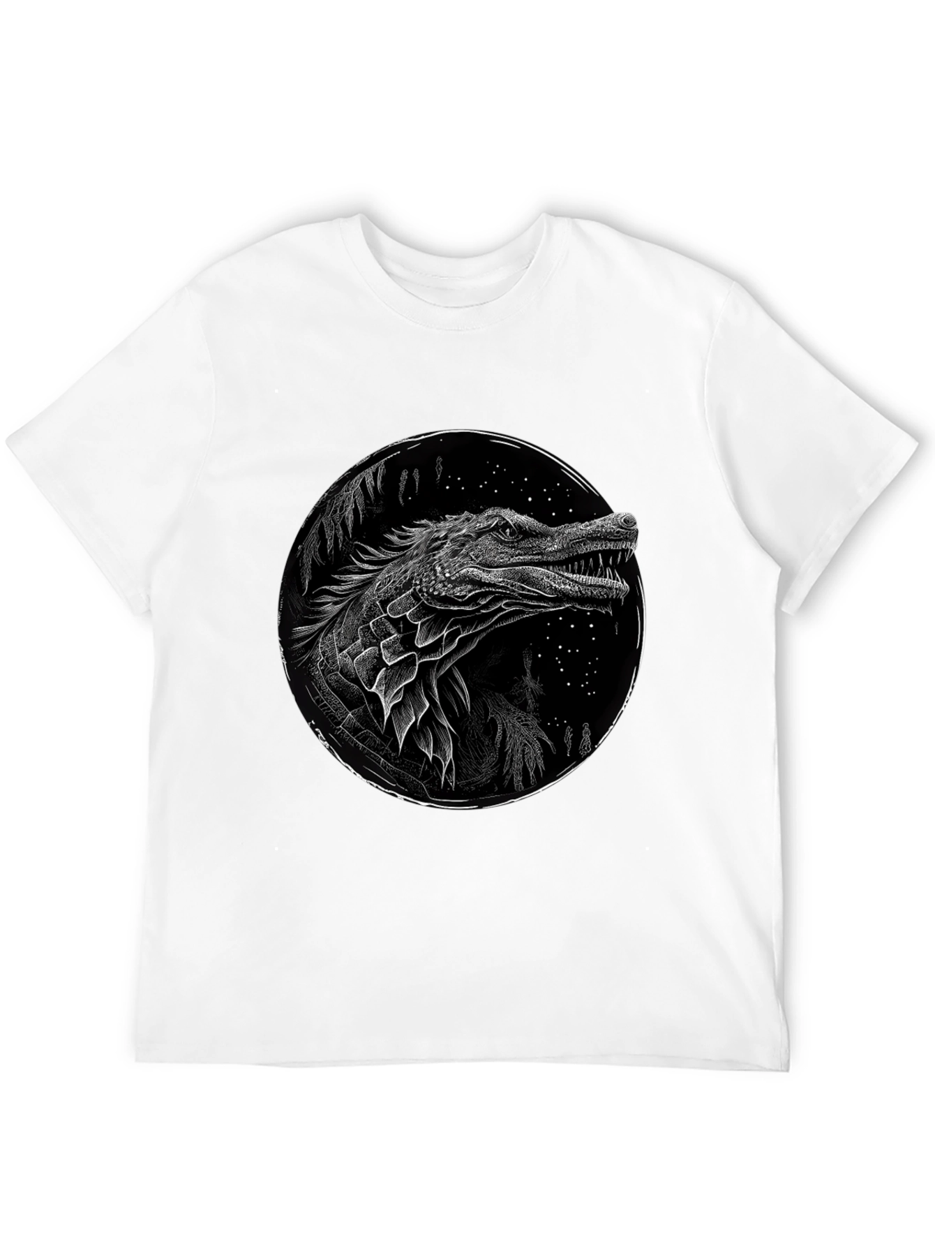 Crocodile Graphic Print T-Shirt - Black
