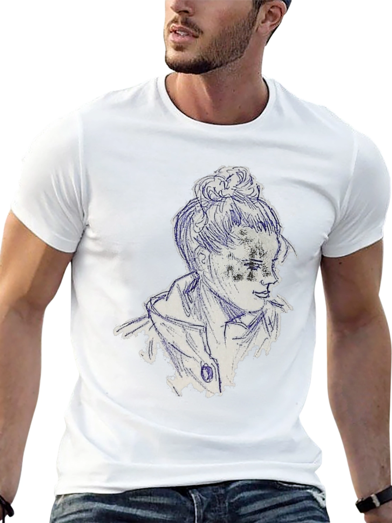 Edgy Graphic Tee: Black Crew Neck T-Shirt