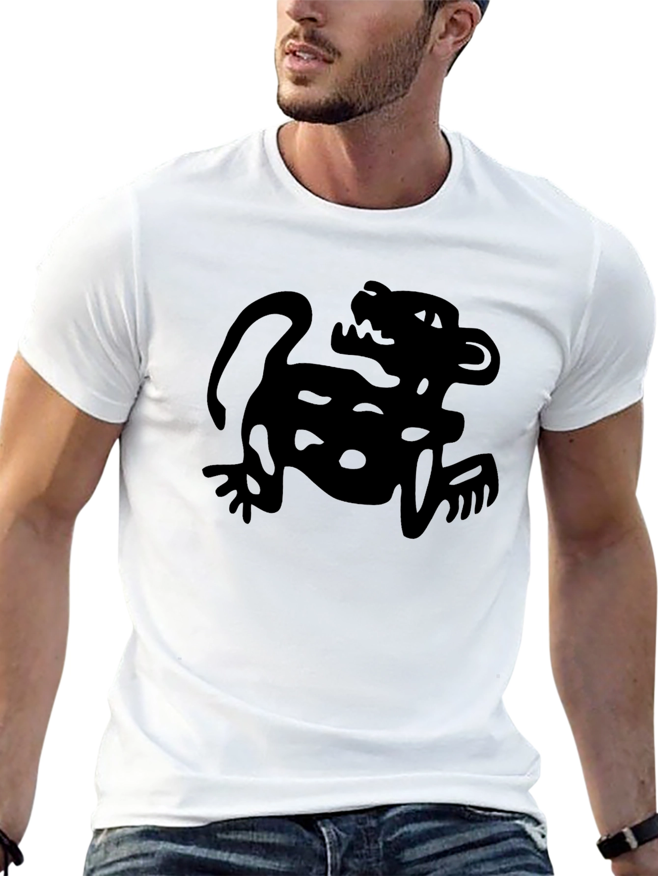 Black Jaguar Graphic Tee - Mens Crew Neck T-Shirt