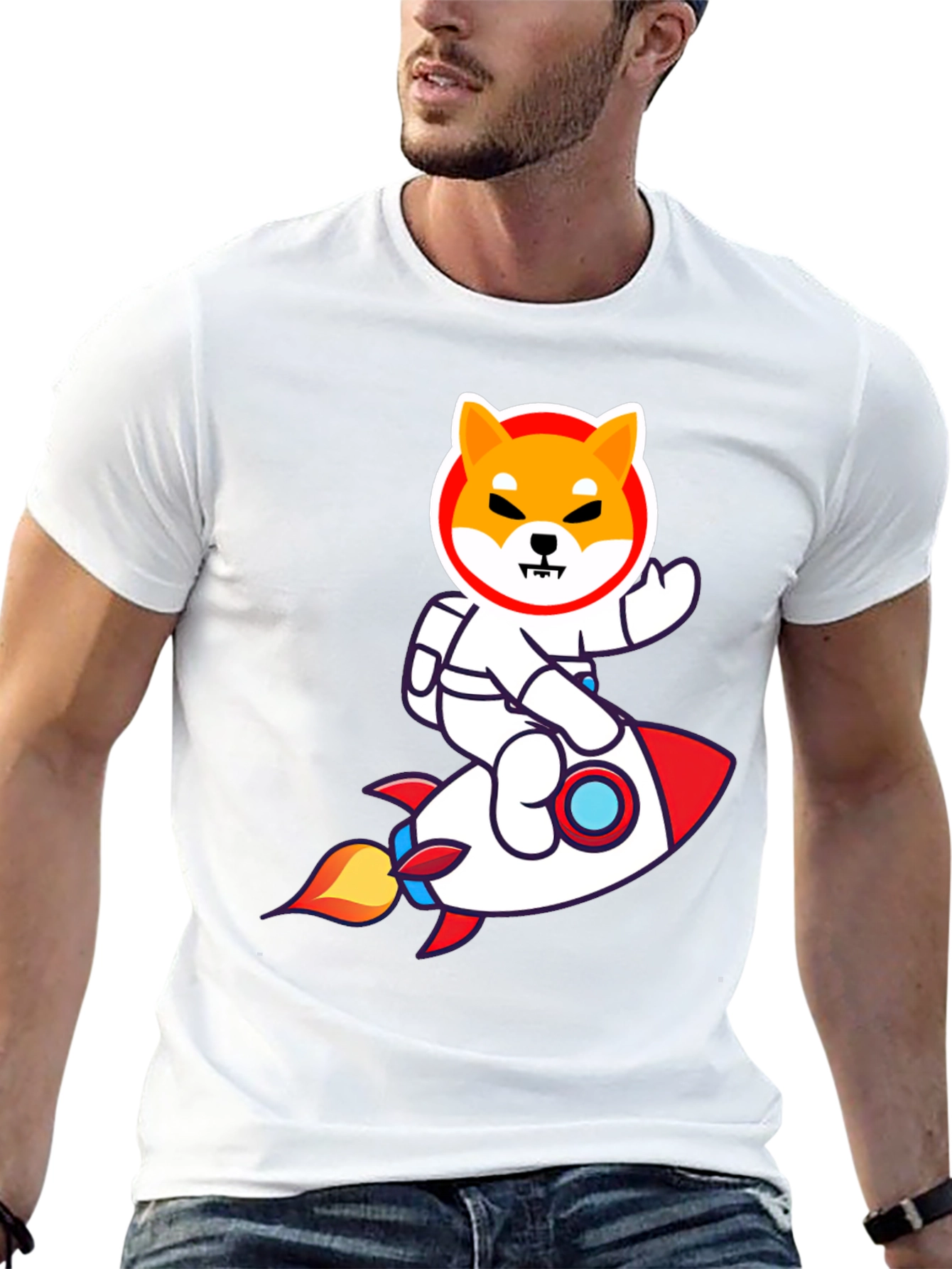 Shiba Inu Astronaut Rocket T-Shirt - Black