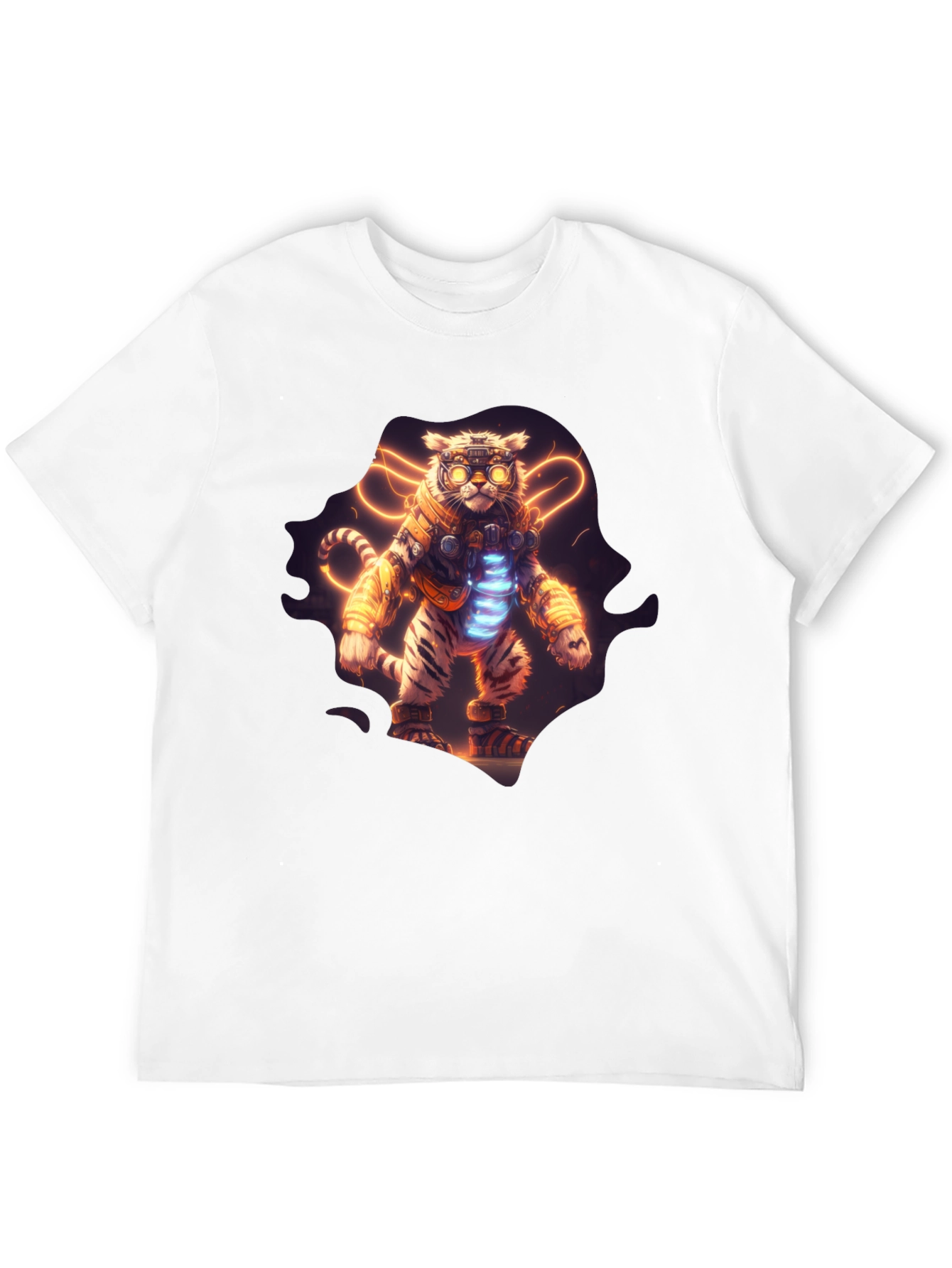 Cyberpunk Tiger Graphic T-Shirt - Cool Black Tee