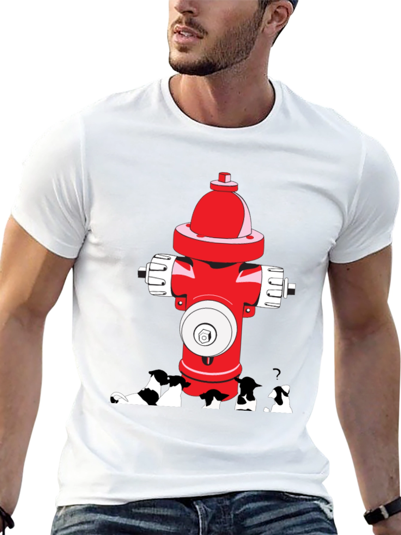 Dog Peeing on Fire Hydrant Graphic Tee