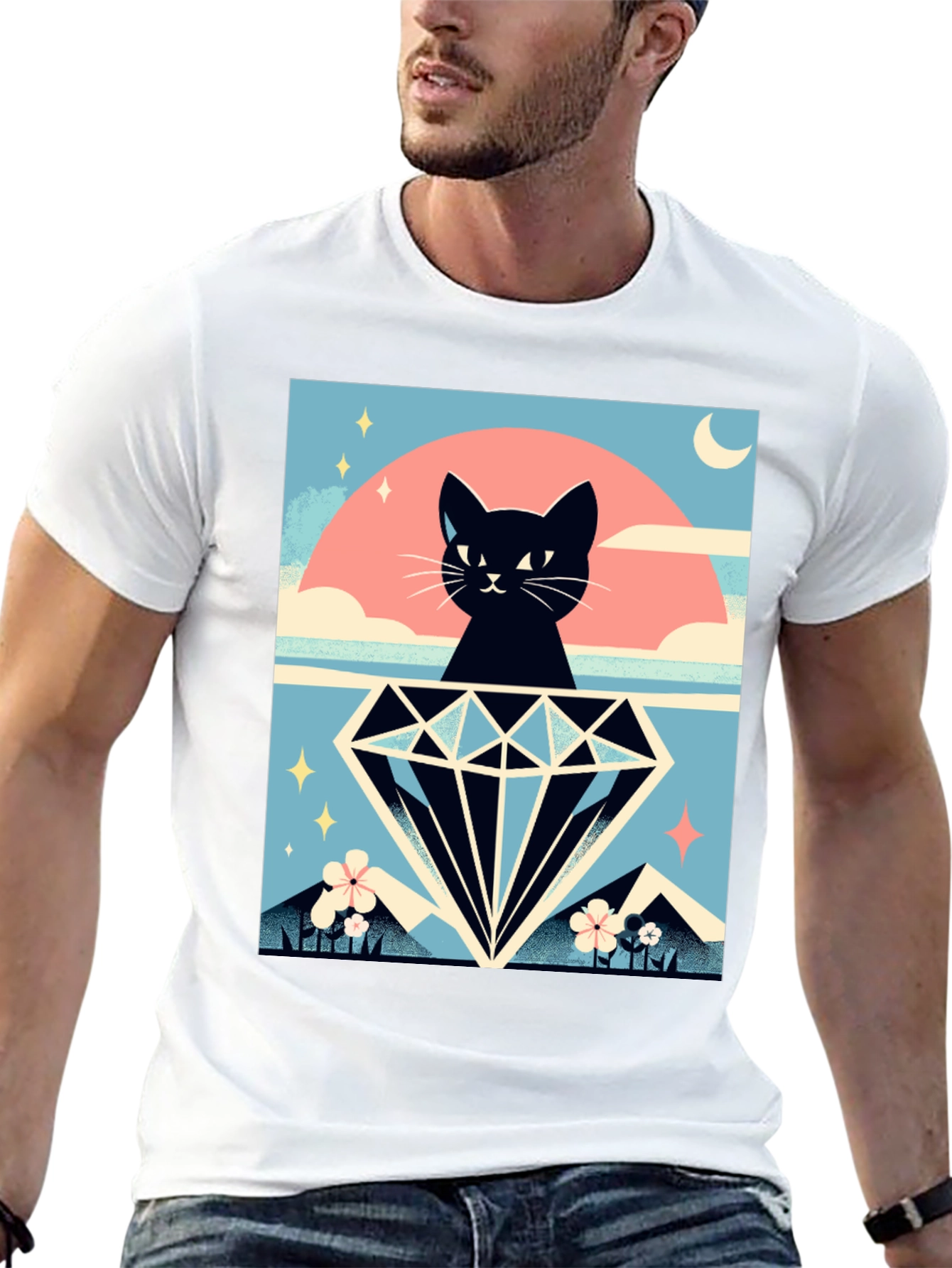 Black Cat Diamond Graphic Tee