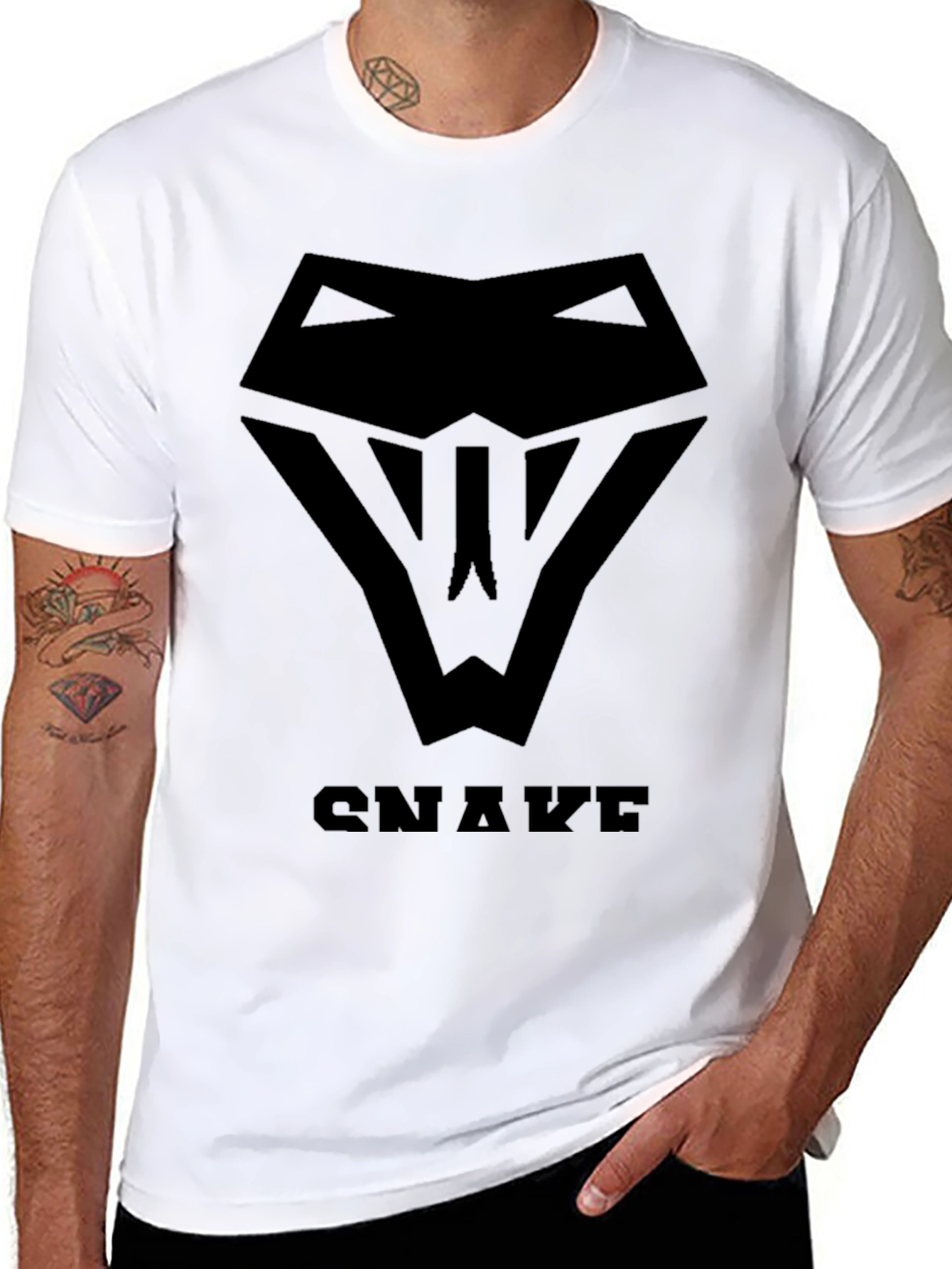 Mens Black Snake Logo Graphic T-Shirt