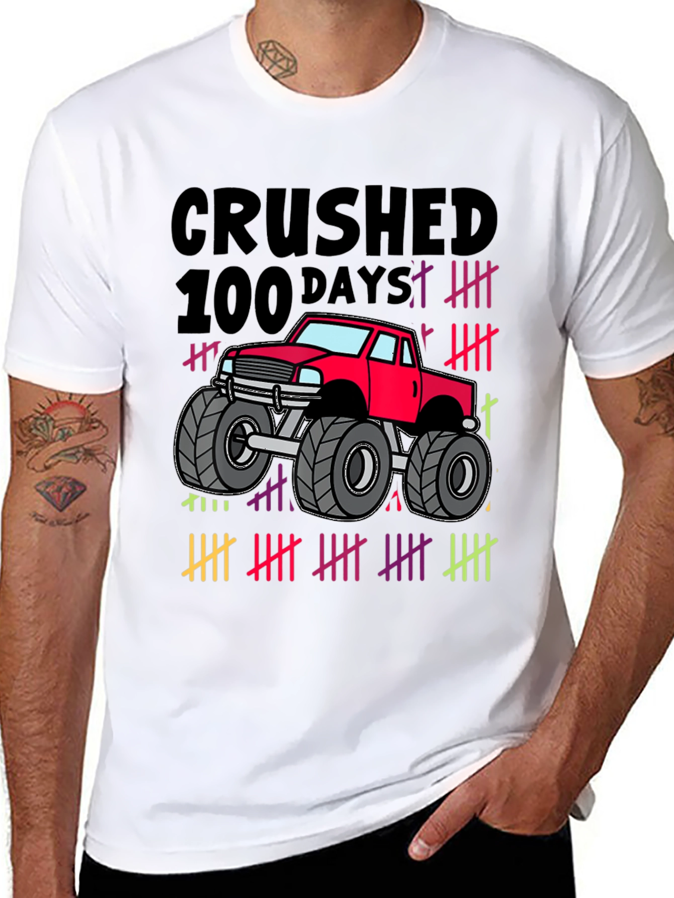 Crushed 100 Days Monster Truck Black T-Shirt