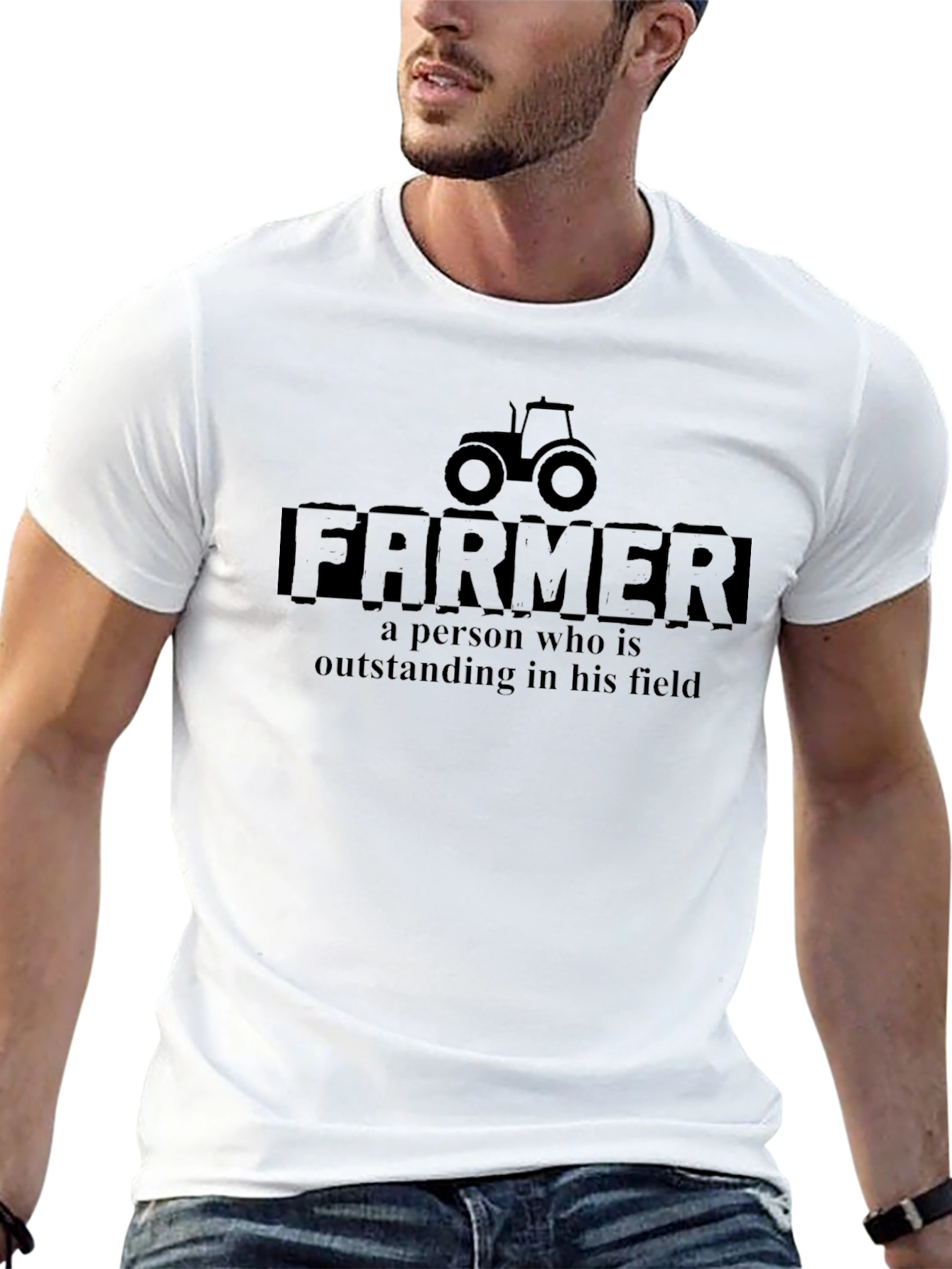 Farmer T-Shirt - Outstanding in His Field - Black
