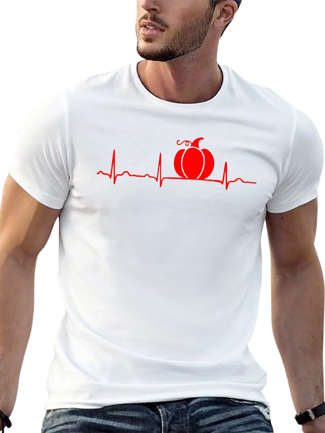 Pumpkin Heartbeat Graphic Tee - Halloween Style