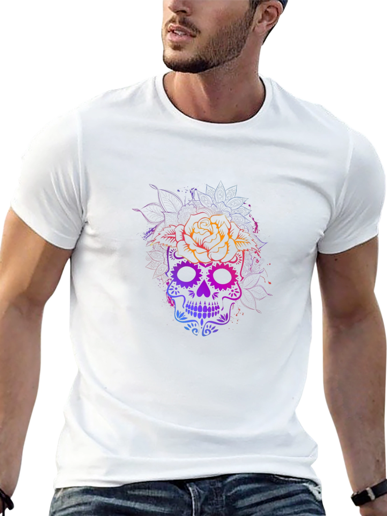 Skull & Rose Graphic Tee - Mens Black T-Shirt