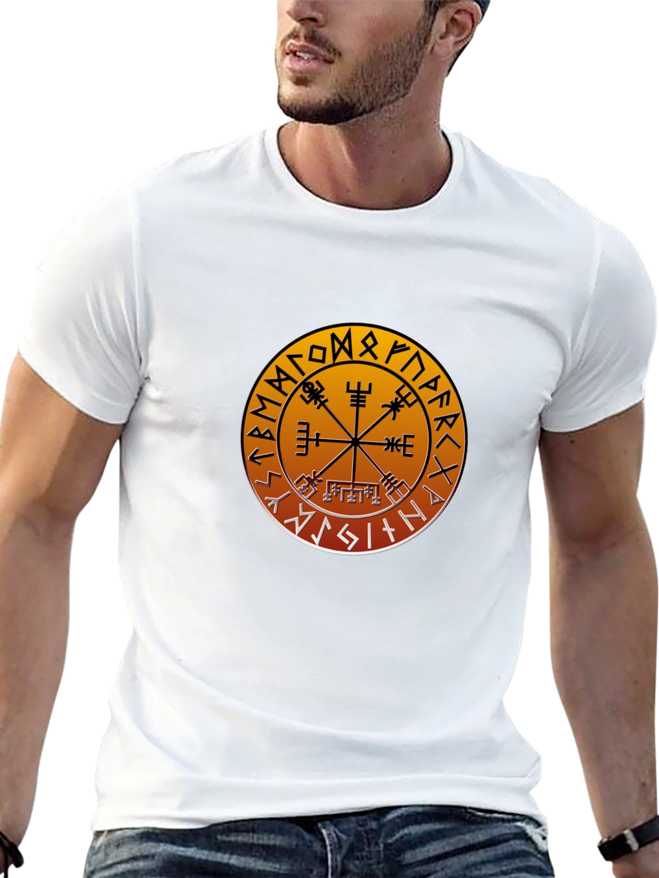 Vegvisir Compass T-Shirt - Norse Viking Runes Design