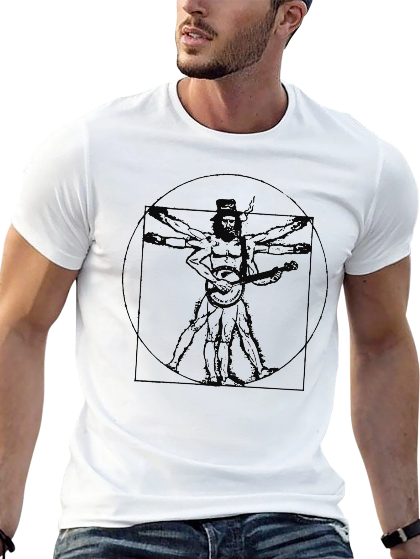 Vitruvian Musician Black T-Shirt
