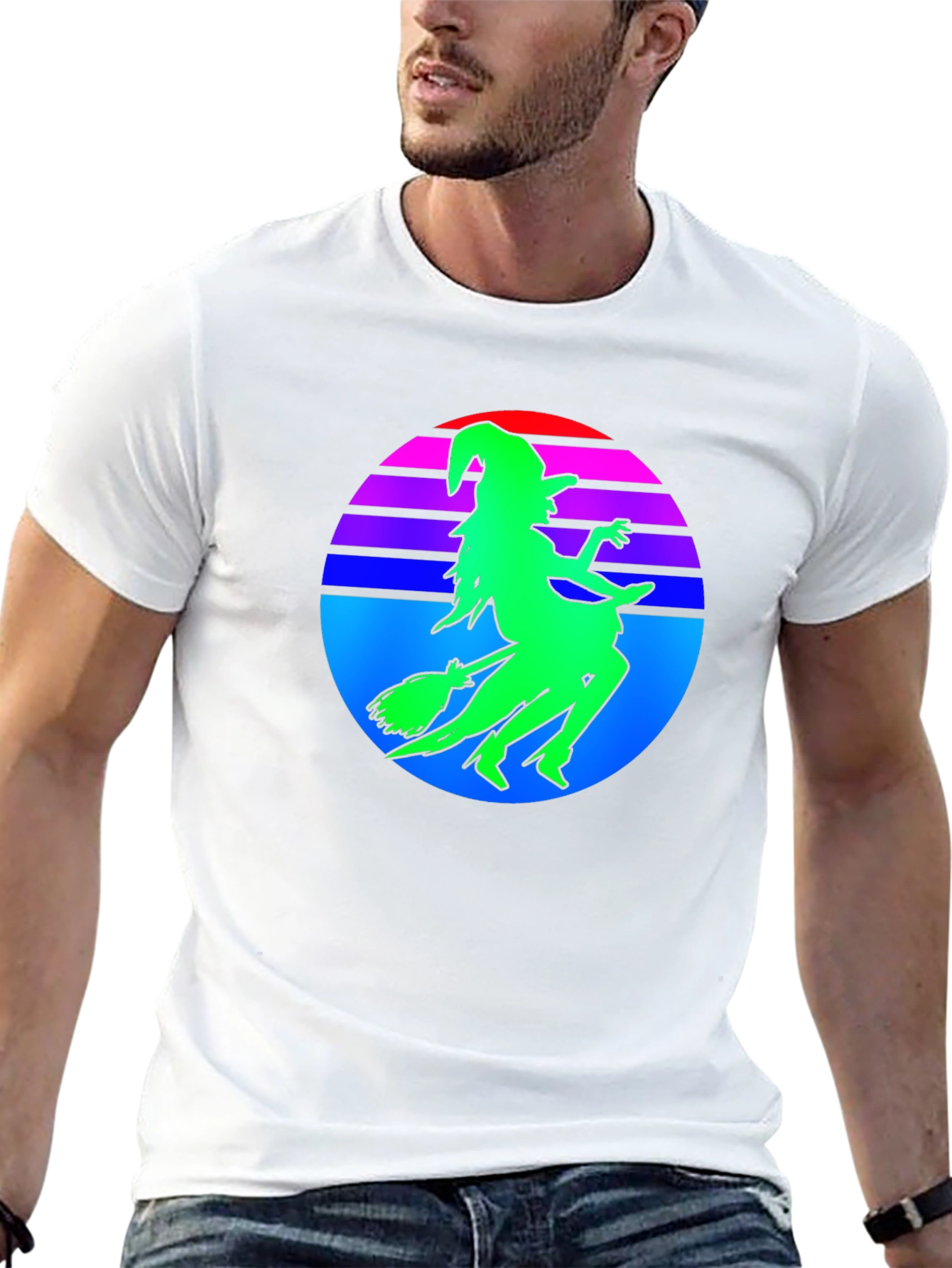 Retro Witch Silhouette T-Shirt - Halloween Style