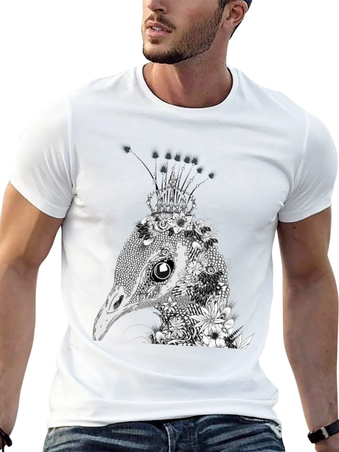 Floral Ostrich Crown Graphic Tee