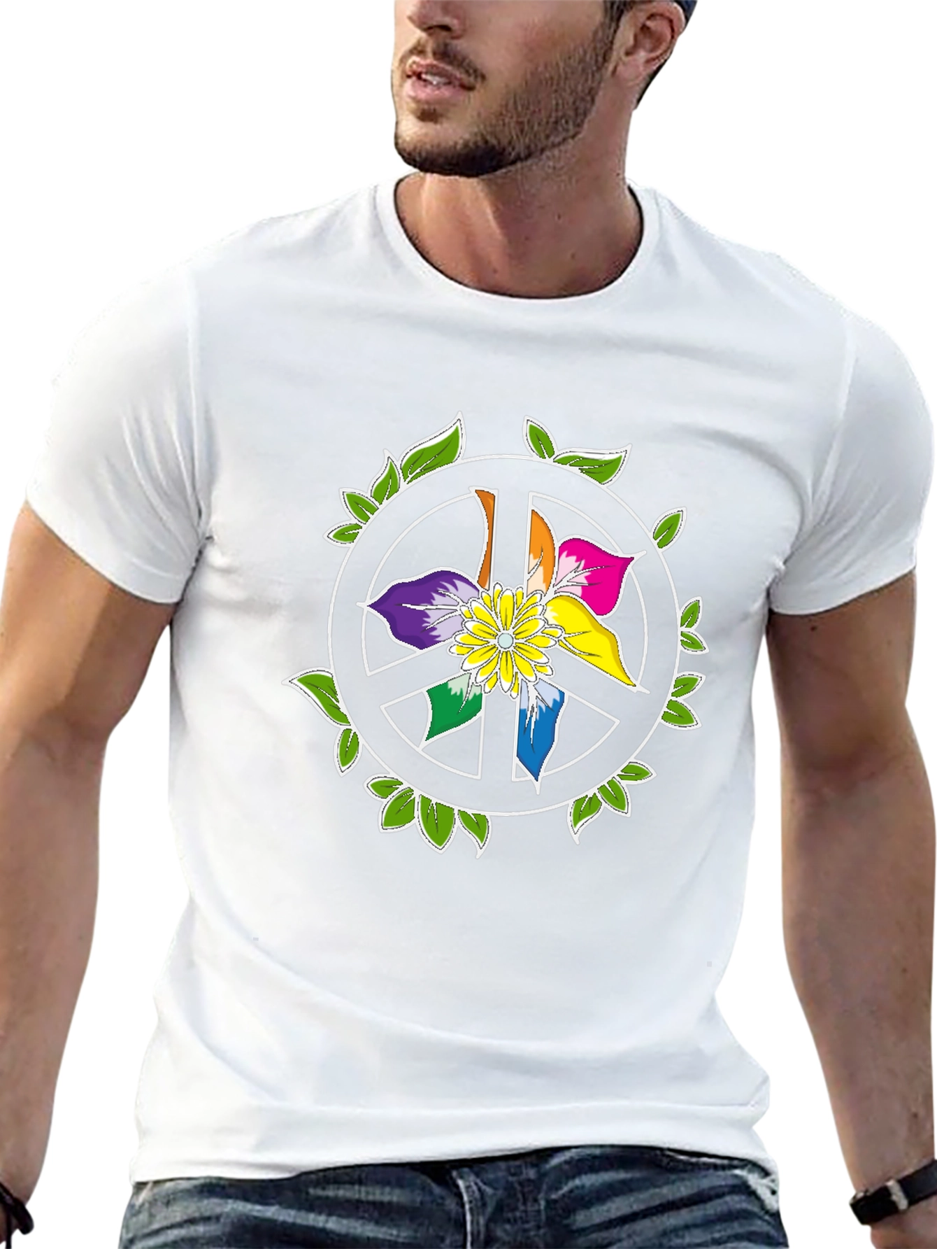 Peace Sign Flower Graphic T-Shirt