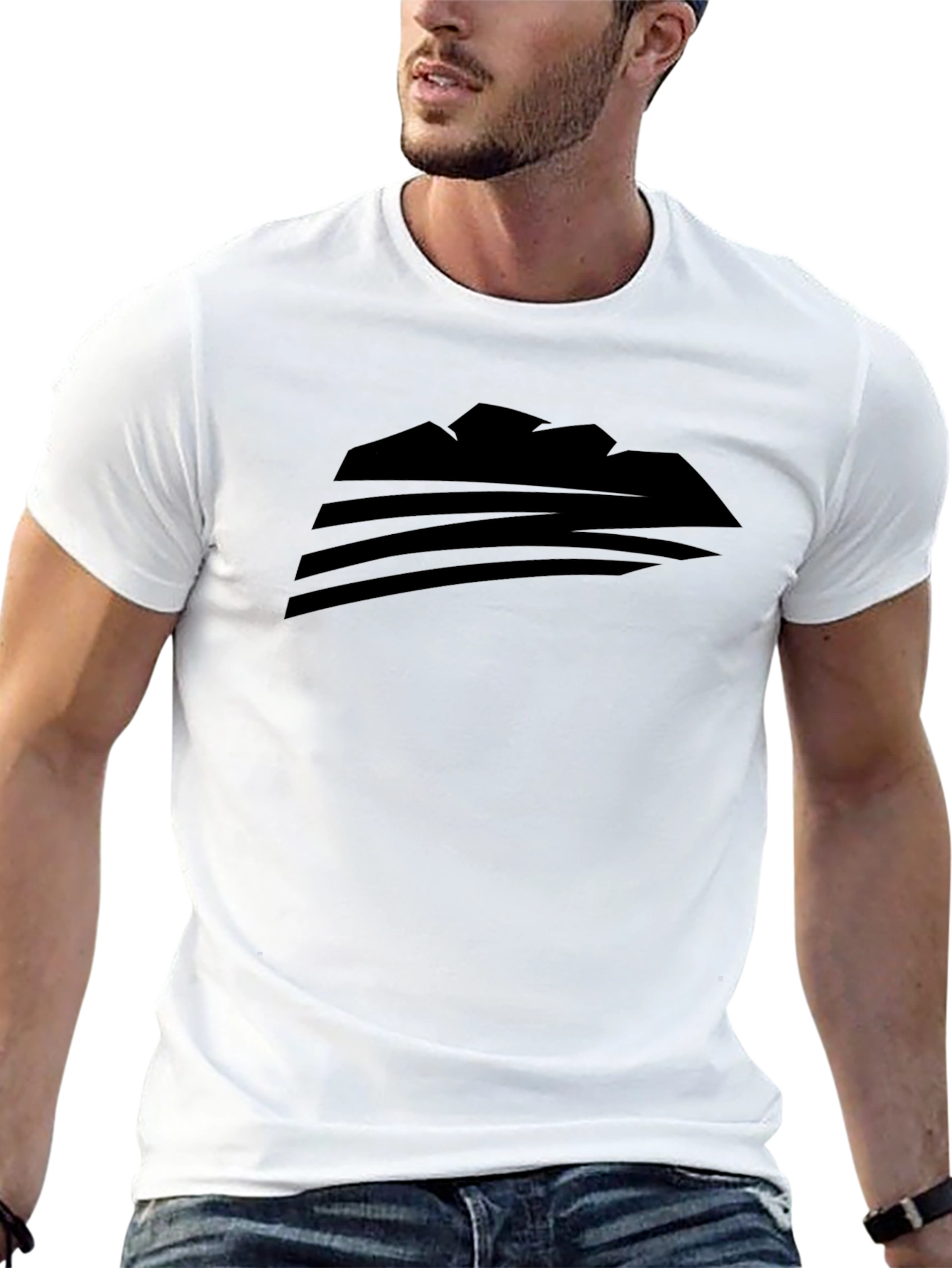 Abstract Mountain Graphic Mens Black T-Shirt
