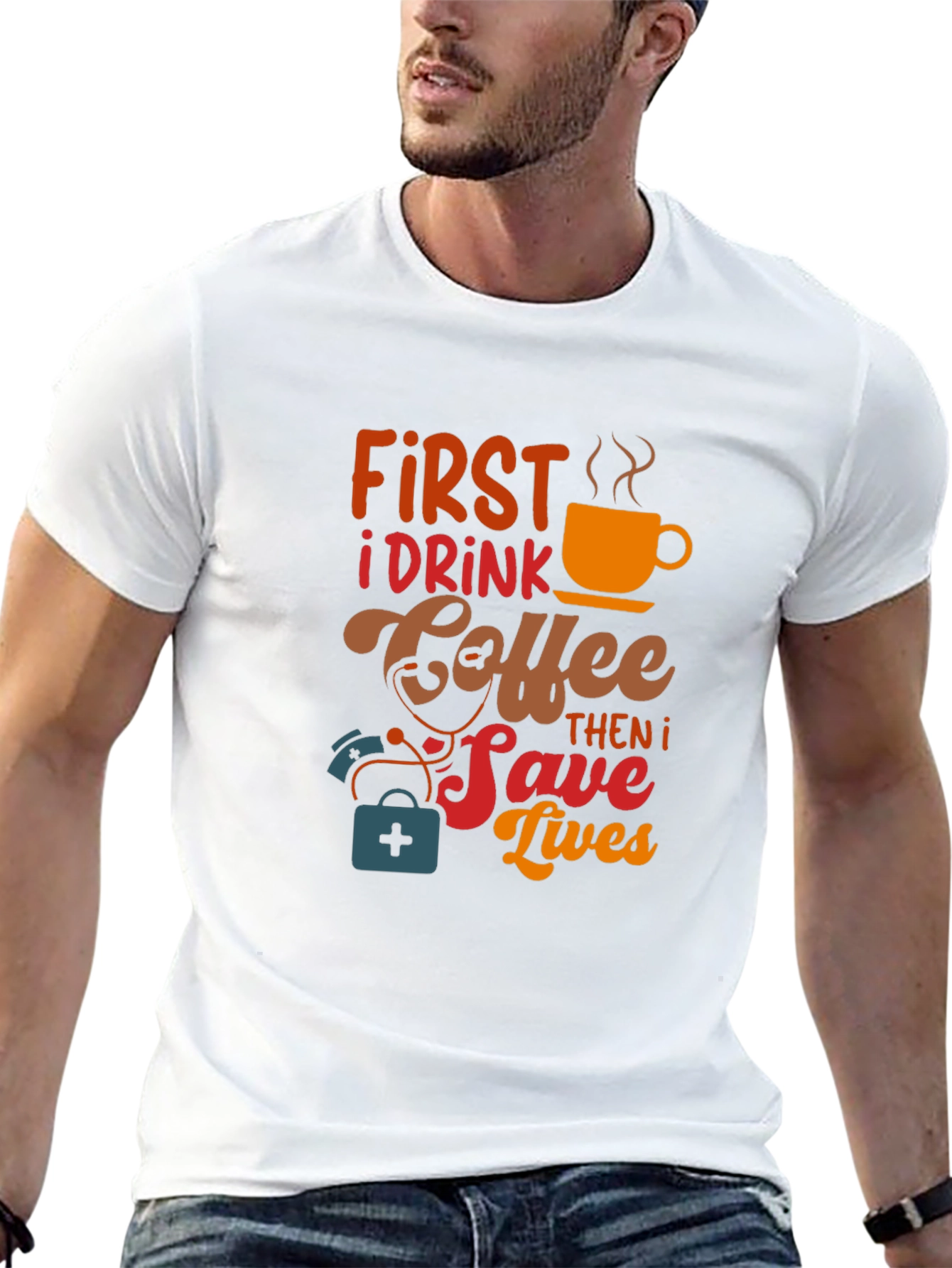 Coffee First Save Lives Black T-Shirt