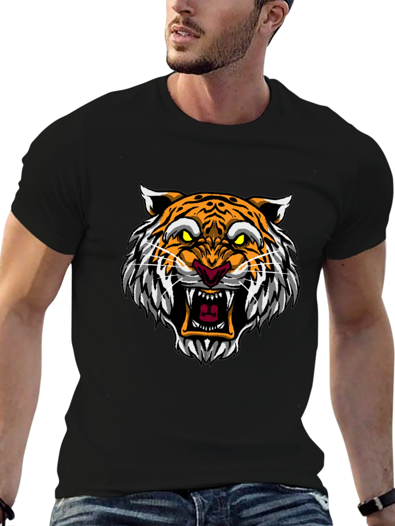 Roaring Tiger Graphic Tee - Mens Black T-Shirt
