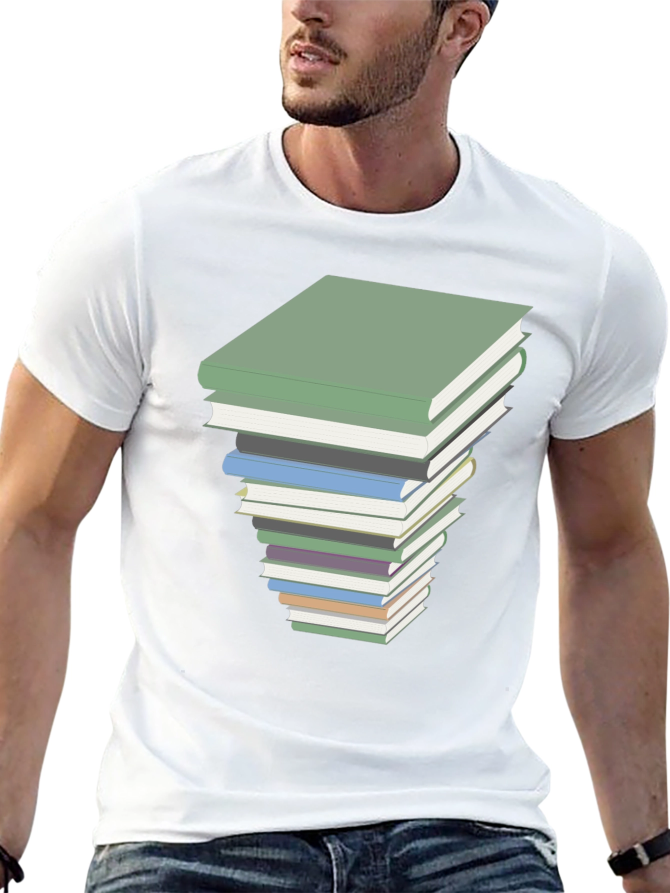 Book Stack Graphic Tee - Readers Style