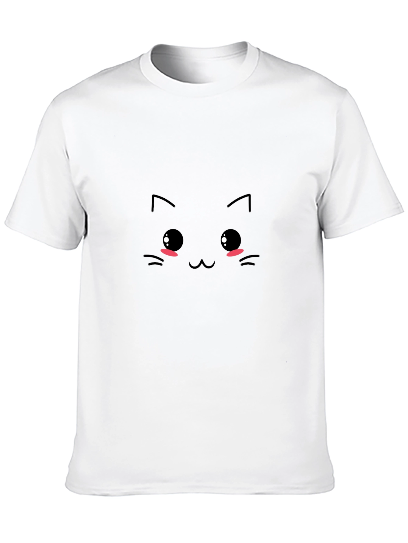 Cute Cat Face Graphic Tee - Black T-Shirt