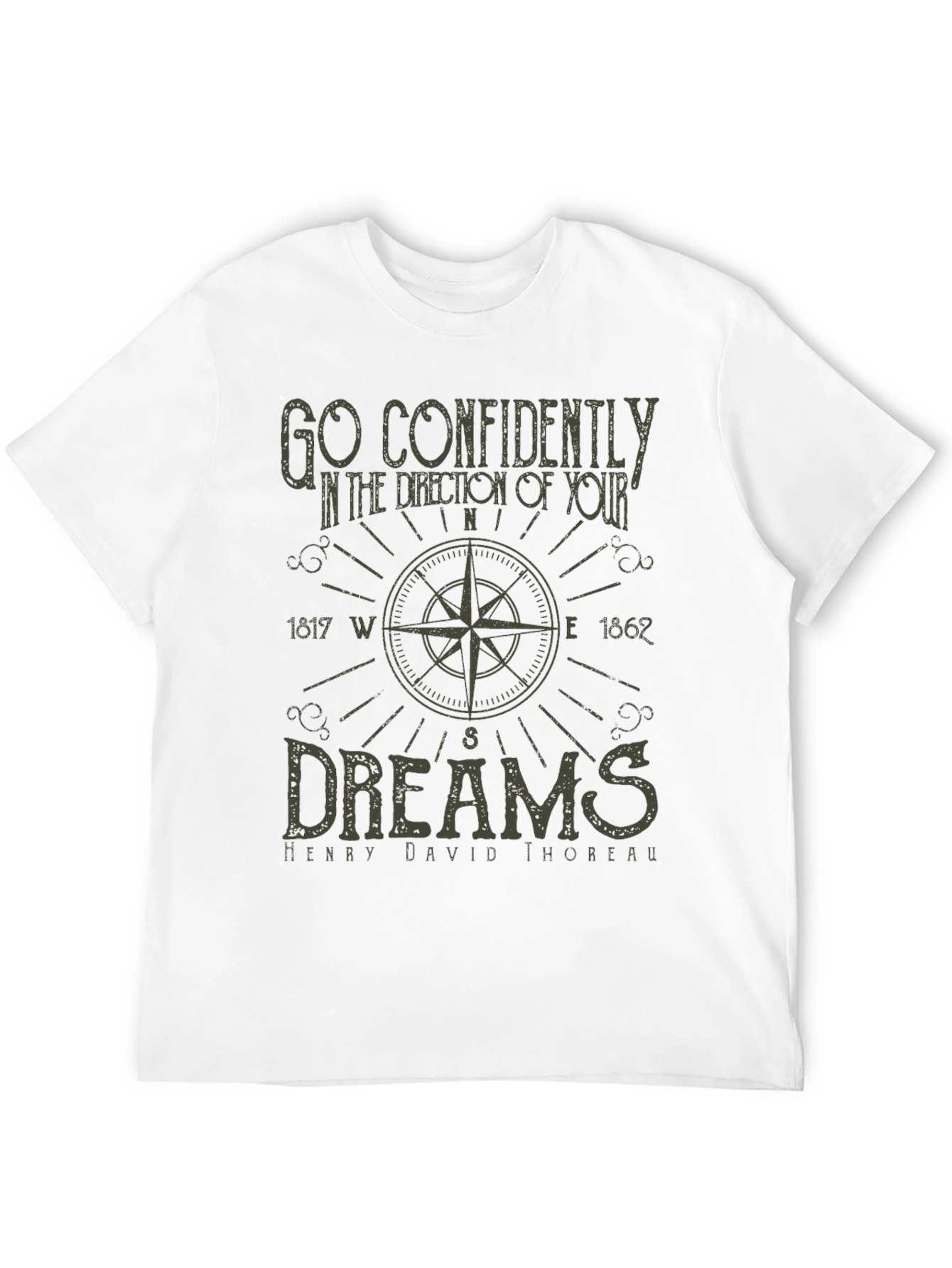 Inspirational Compass Graphic T-Shirt - Thoreau Quote