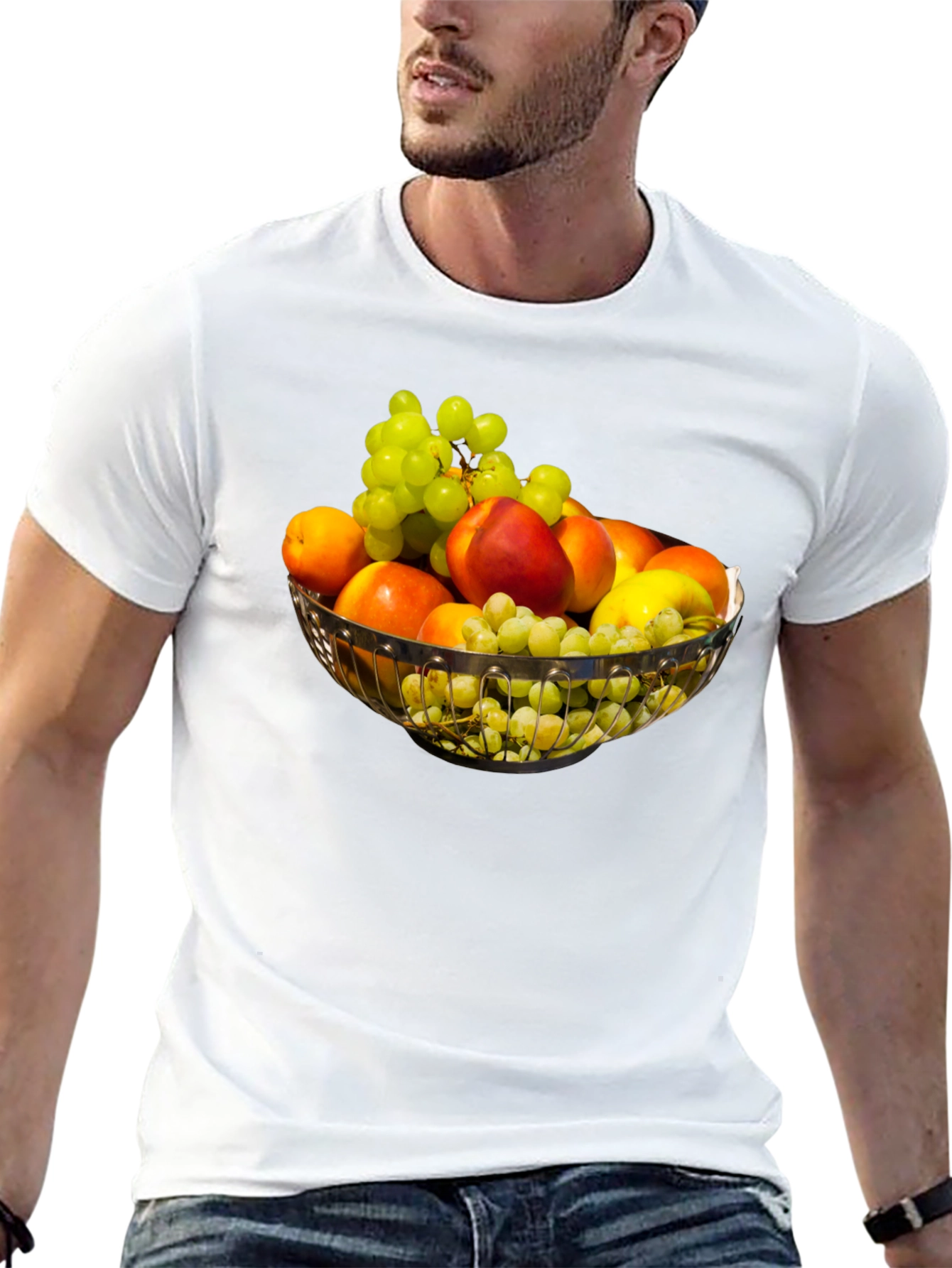 Fruit Bowl Graphic Print Black T-Shirt