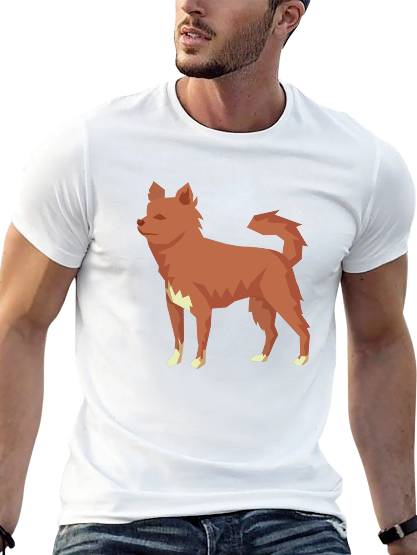Geometric Dog Graphic Tee - Modern Style