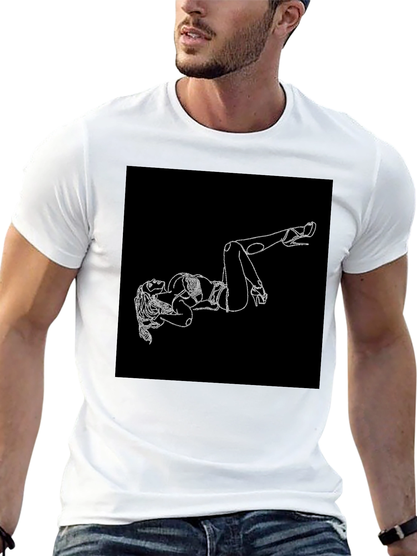 Black T-Shirt with Woman Silhouette