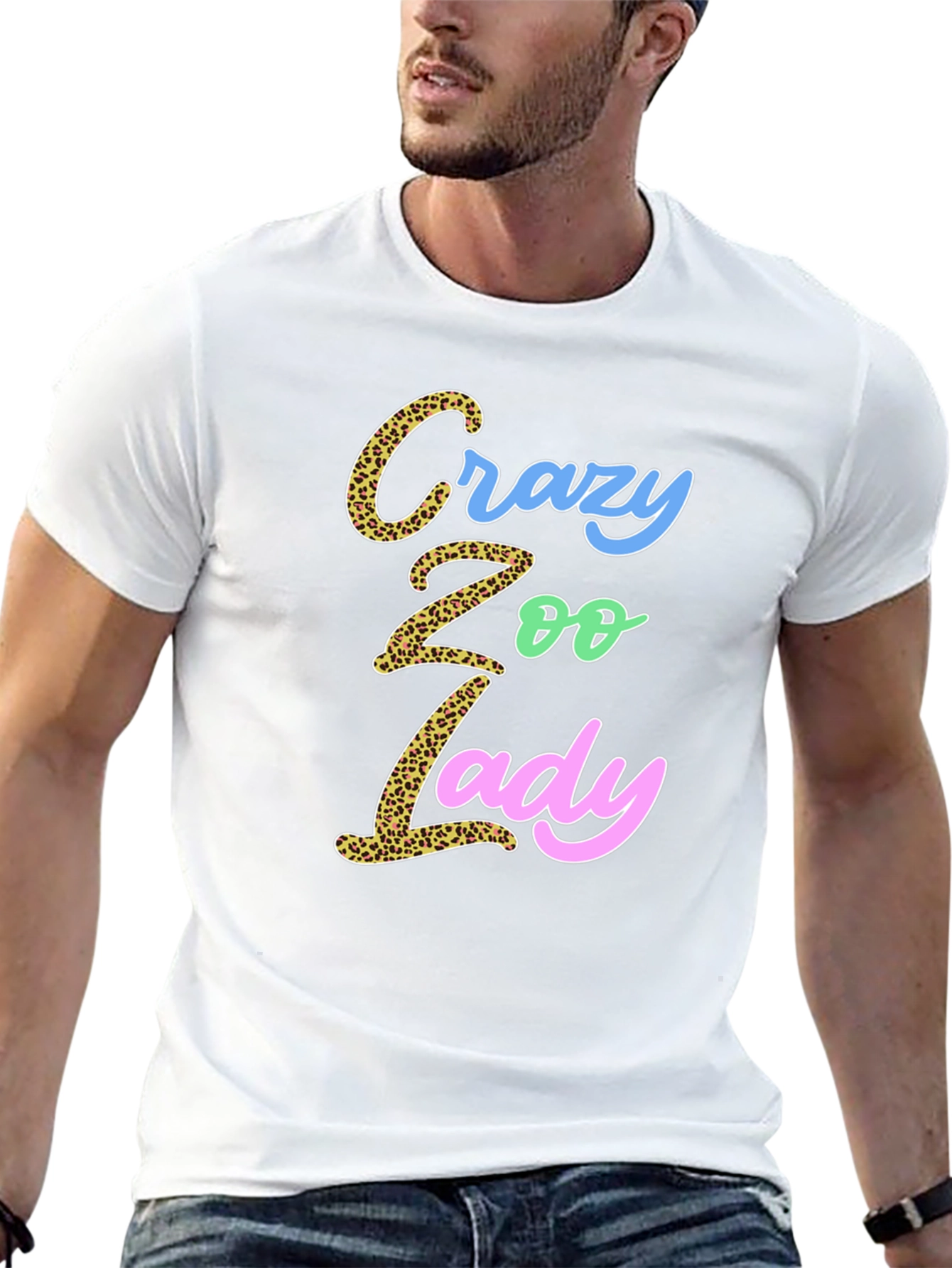 Crazy Zoo Lady Graphic Tee - Animal Print