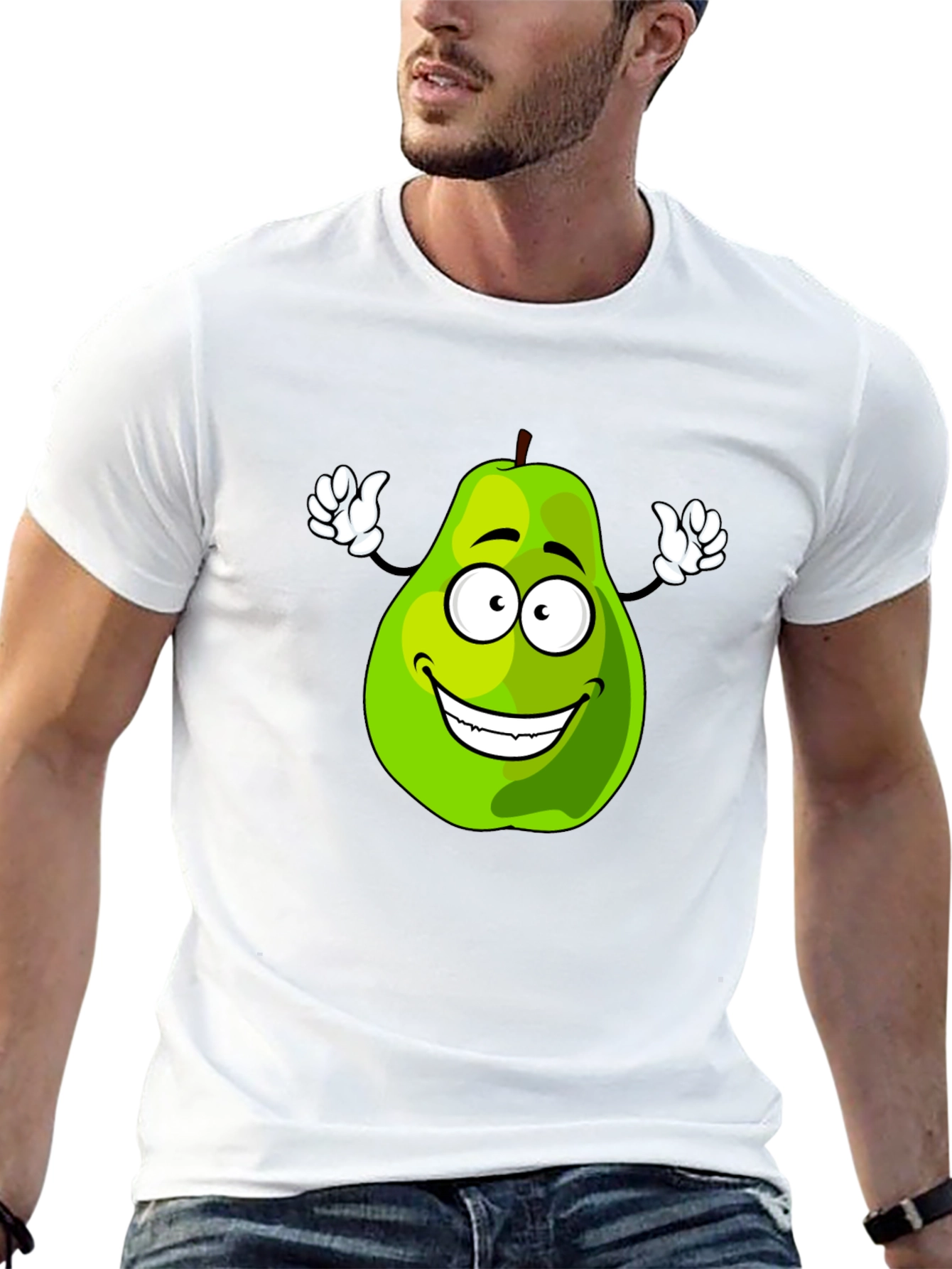 Funny Pear Cartoon Graphic Black T-Shirt