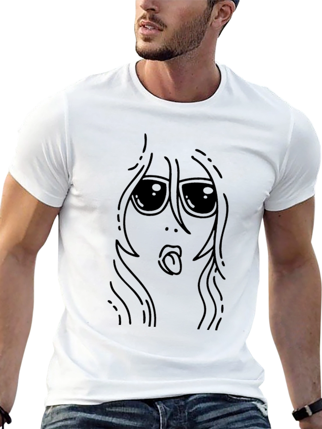 Funny Face Graphic Black T-Shirt - Unisex