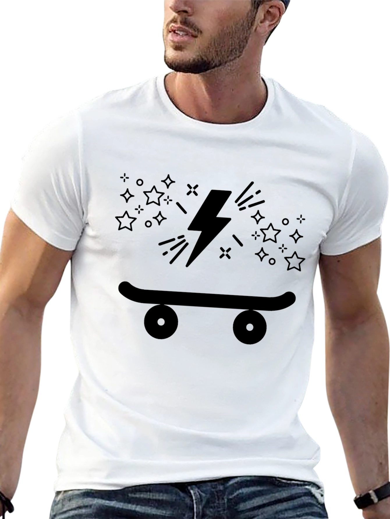 Skateboard Lightning Bolt Graphic Tee
