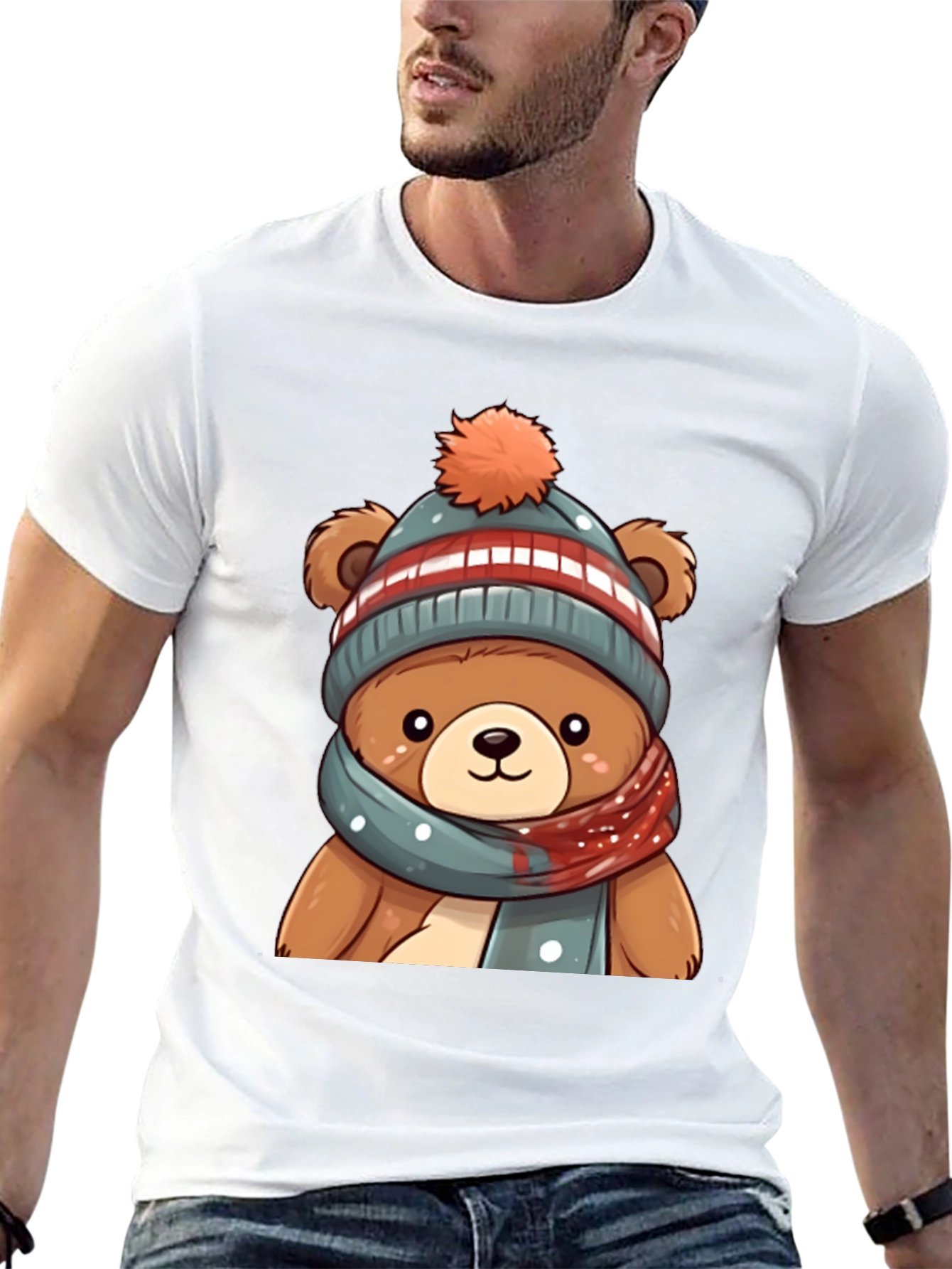Cute Bear in Winter Hat Graphic Tee