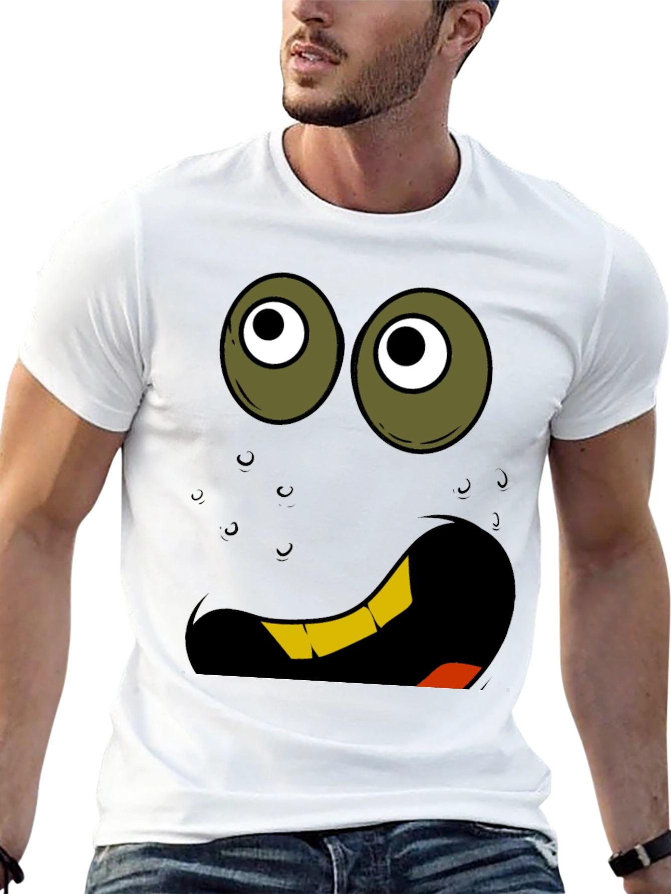 Funny Cartoon Face Graphic T-Shirt