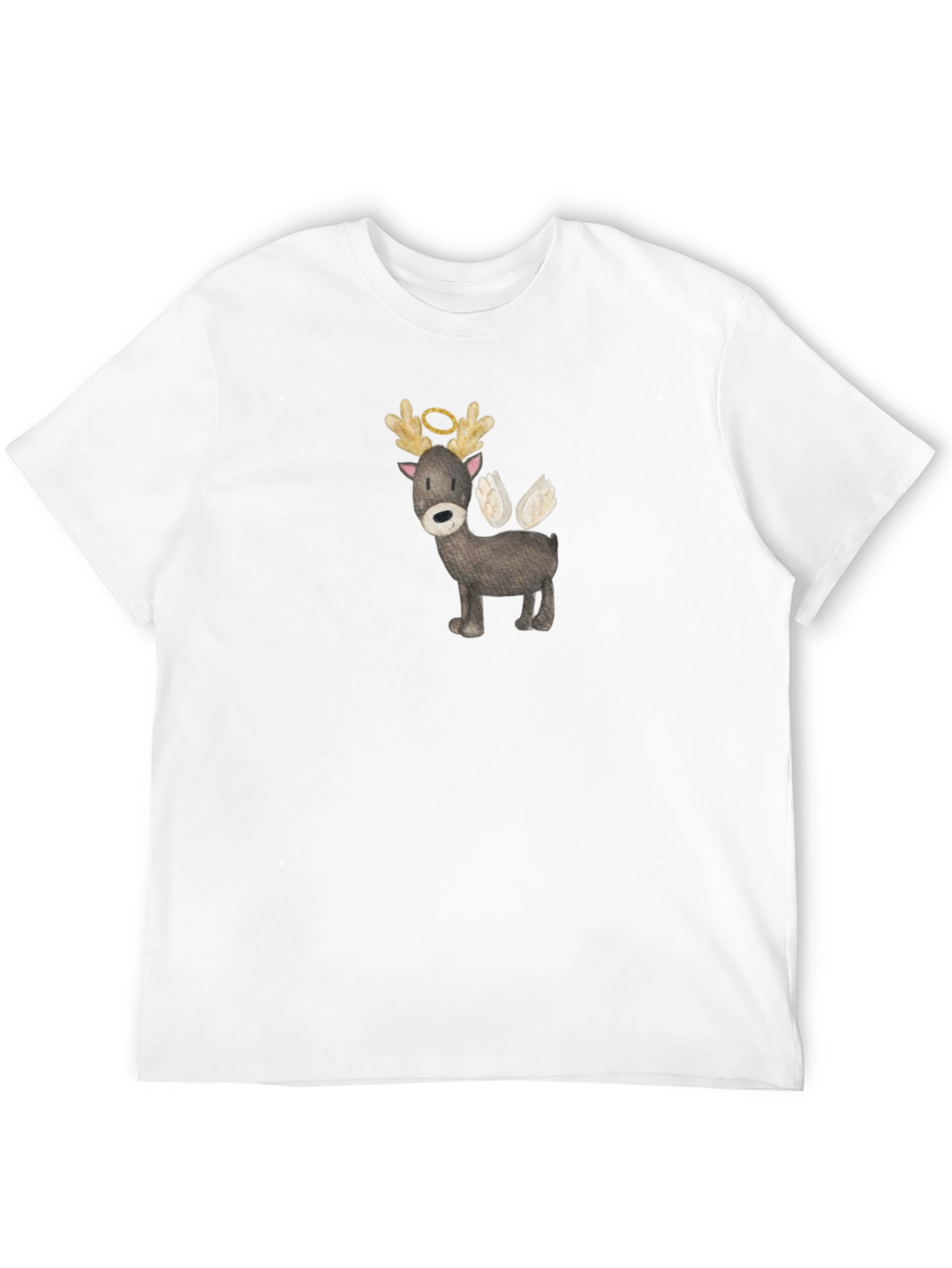 Angel Reindeer Graphic Tee - Black