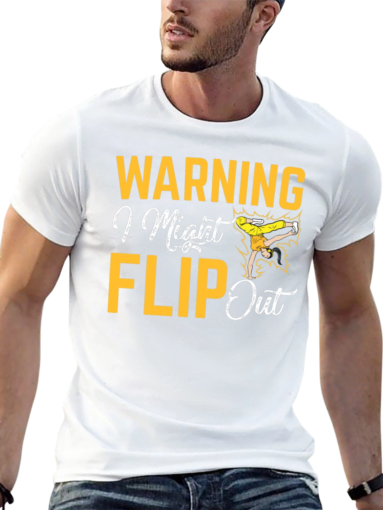Warning I Might Flip Out Black Graphic Tee