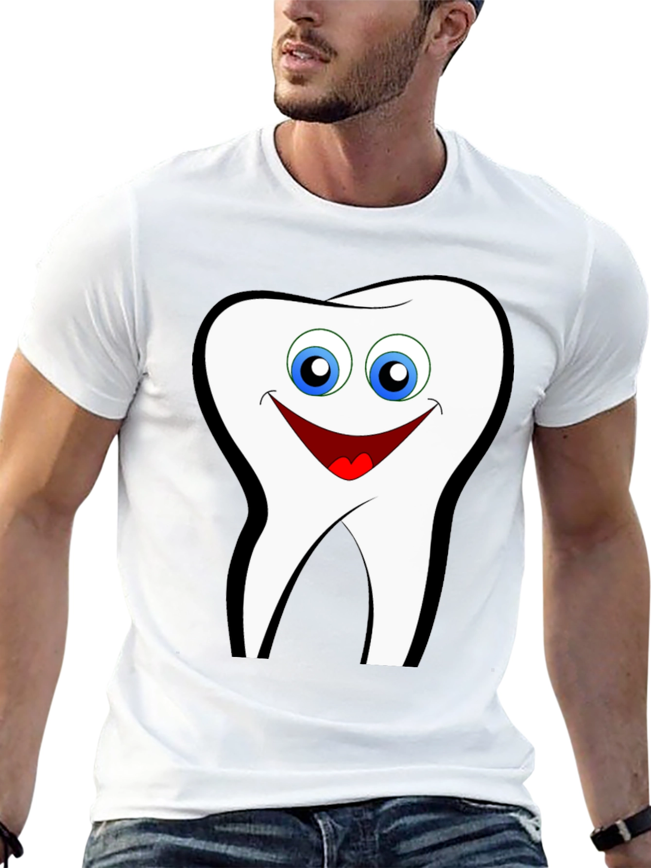 Smiling Tooth Graphic T-Shirt - Black Cotton Tee