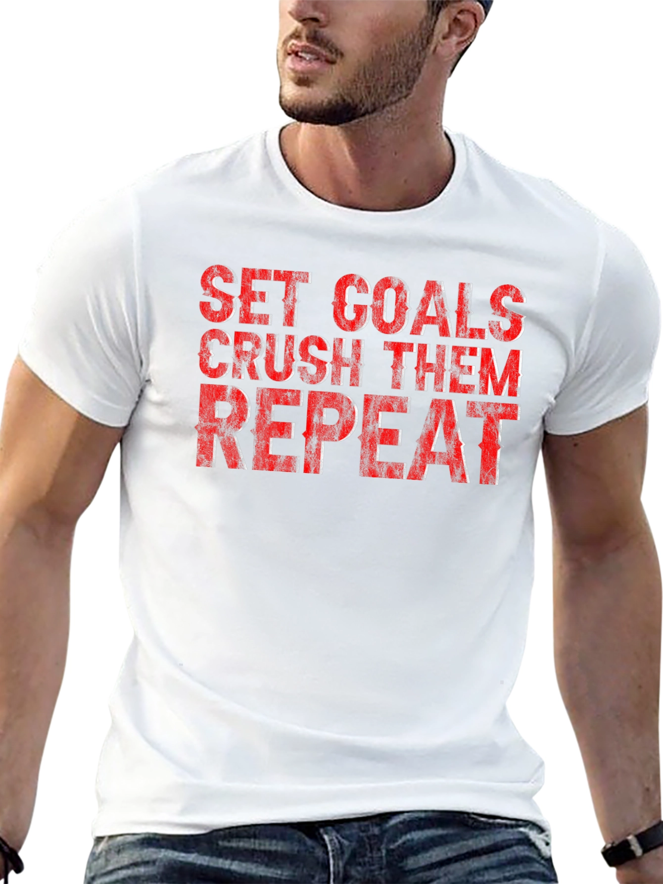 Set Goals Crush Them Repeat Graphic T-Shirt