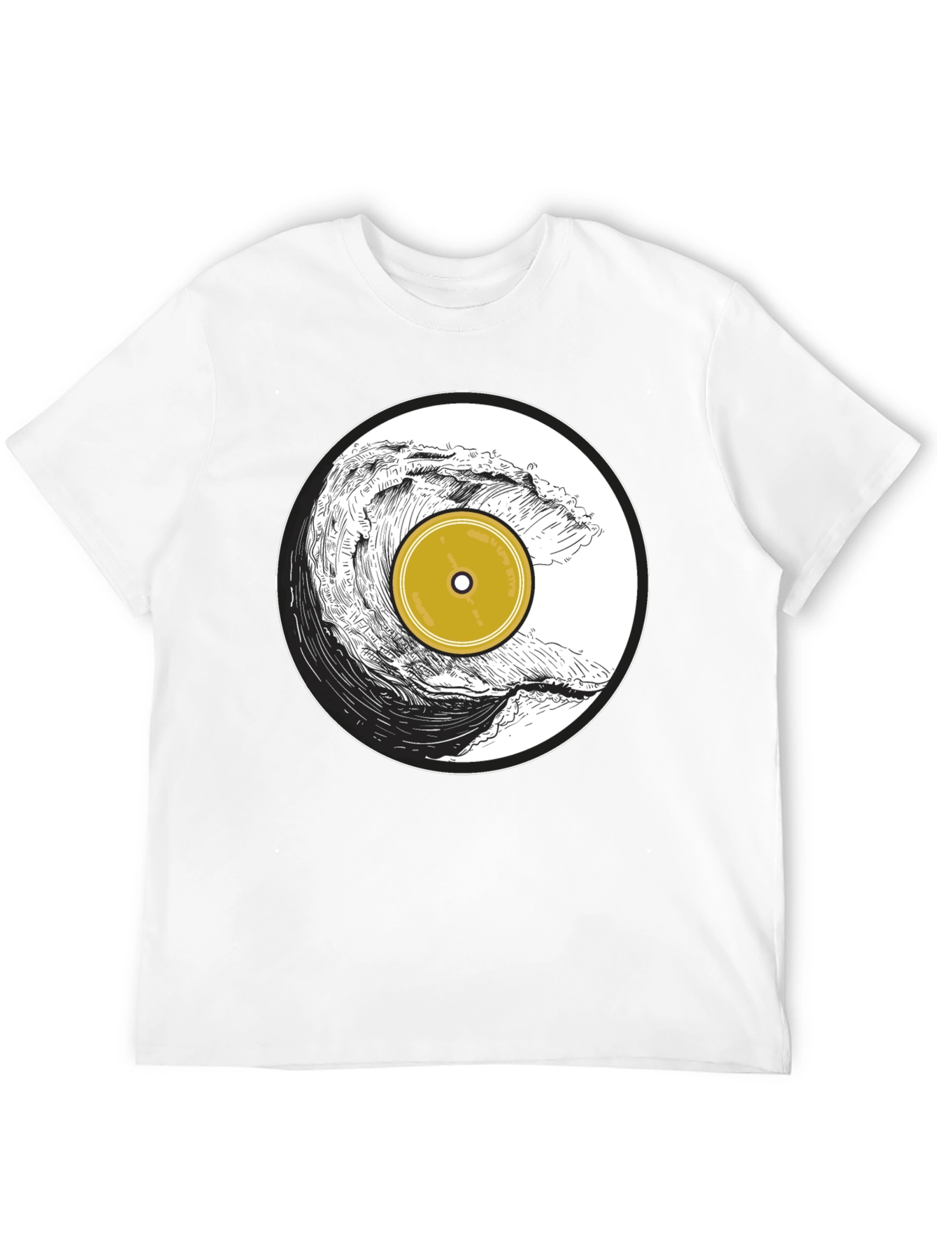 Wave Vinyl Record Black Graphic T-Shirt