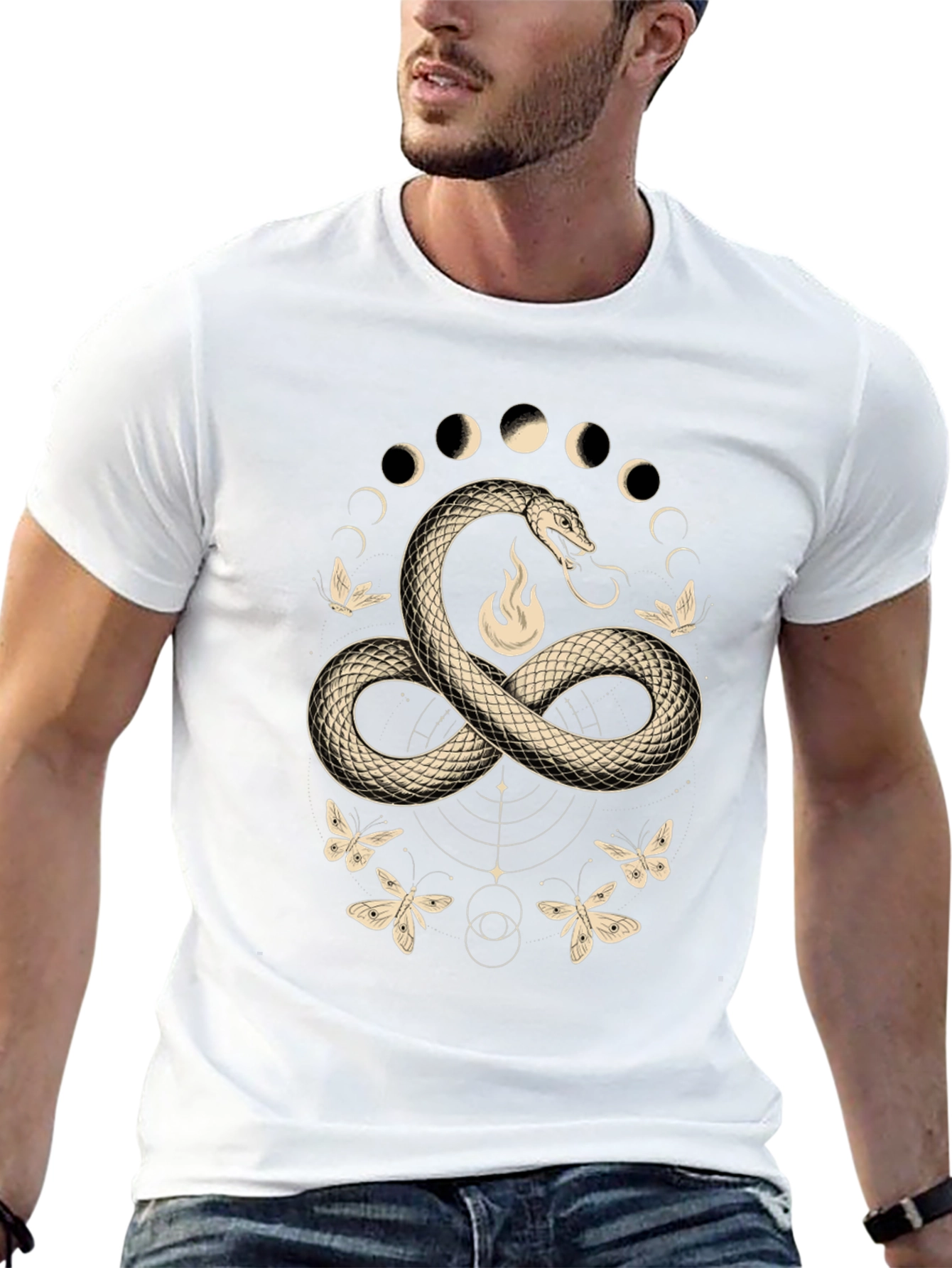 Mystic Snake & Moon Phases Graphic Tee