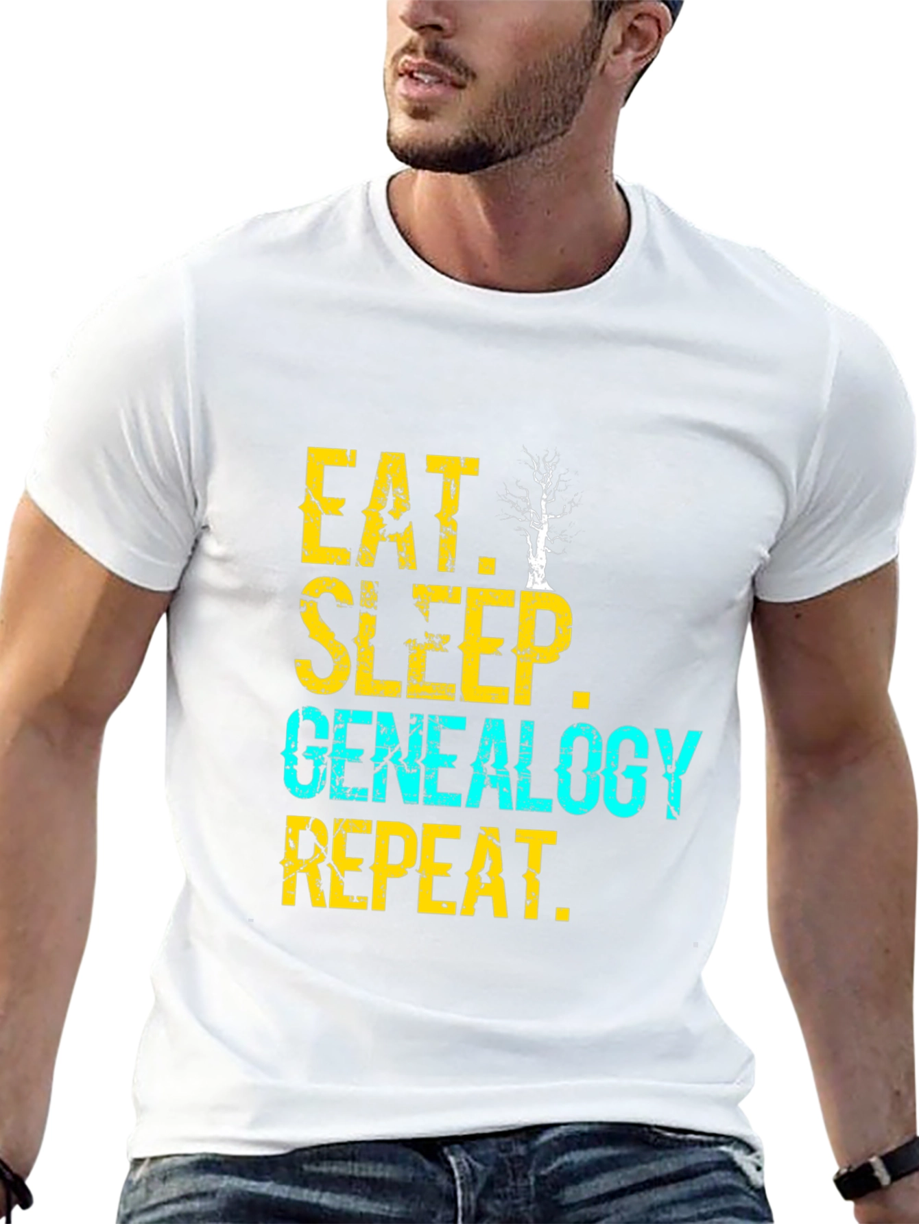 Eat Sleep Genealogy Repeat T-Shirt - Black Graphic Tee
